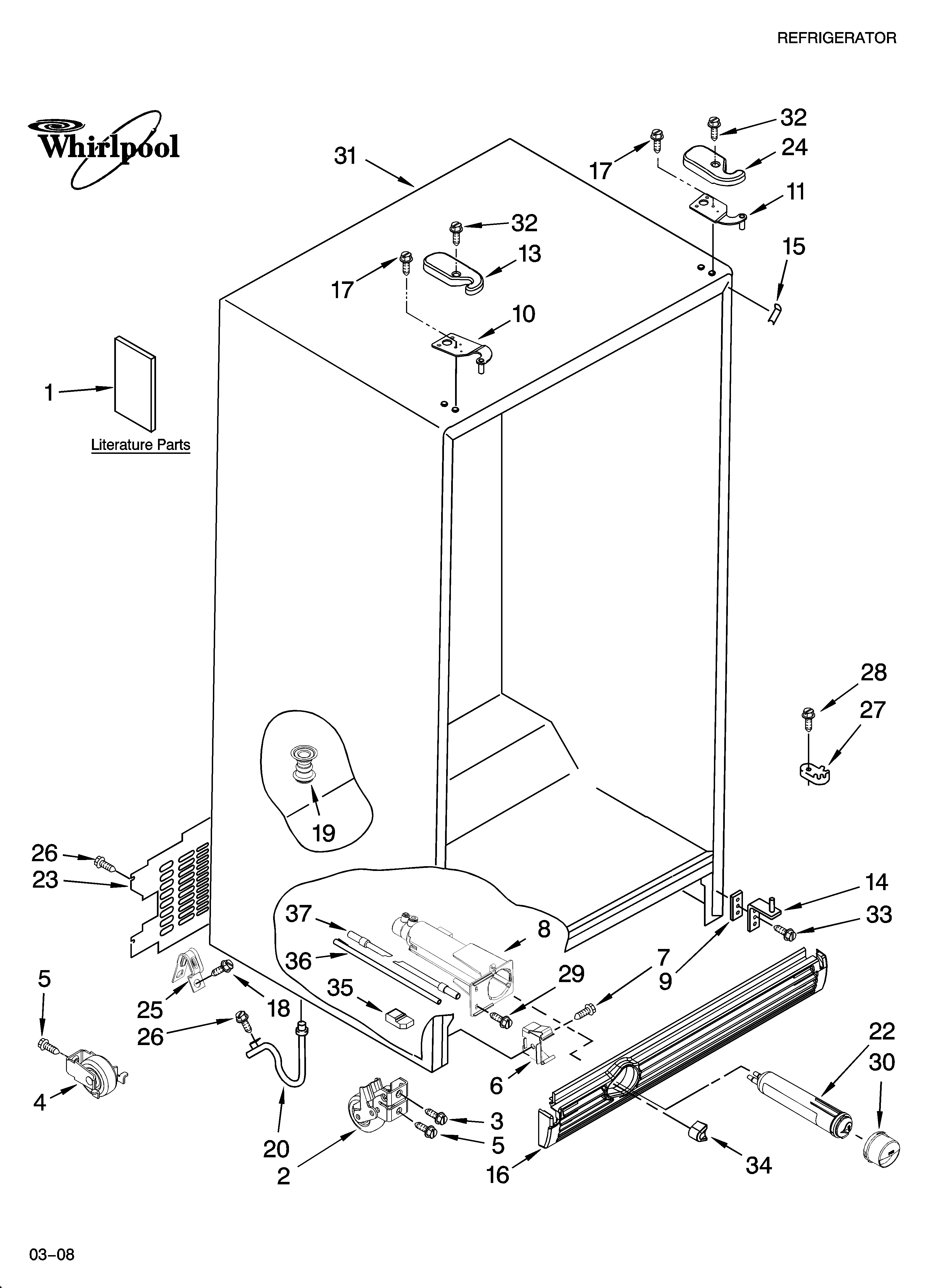 Whirlpool ED2JHAXTQ02 cabinet parts diagram