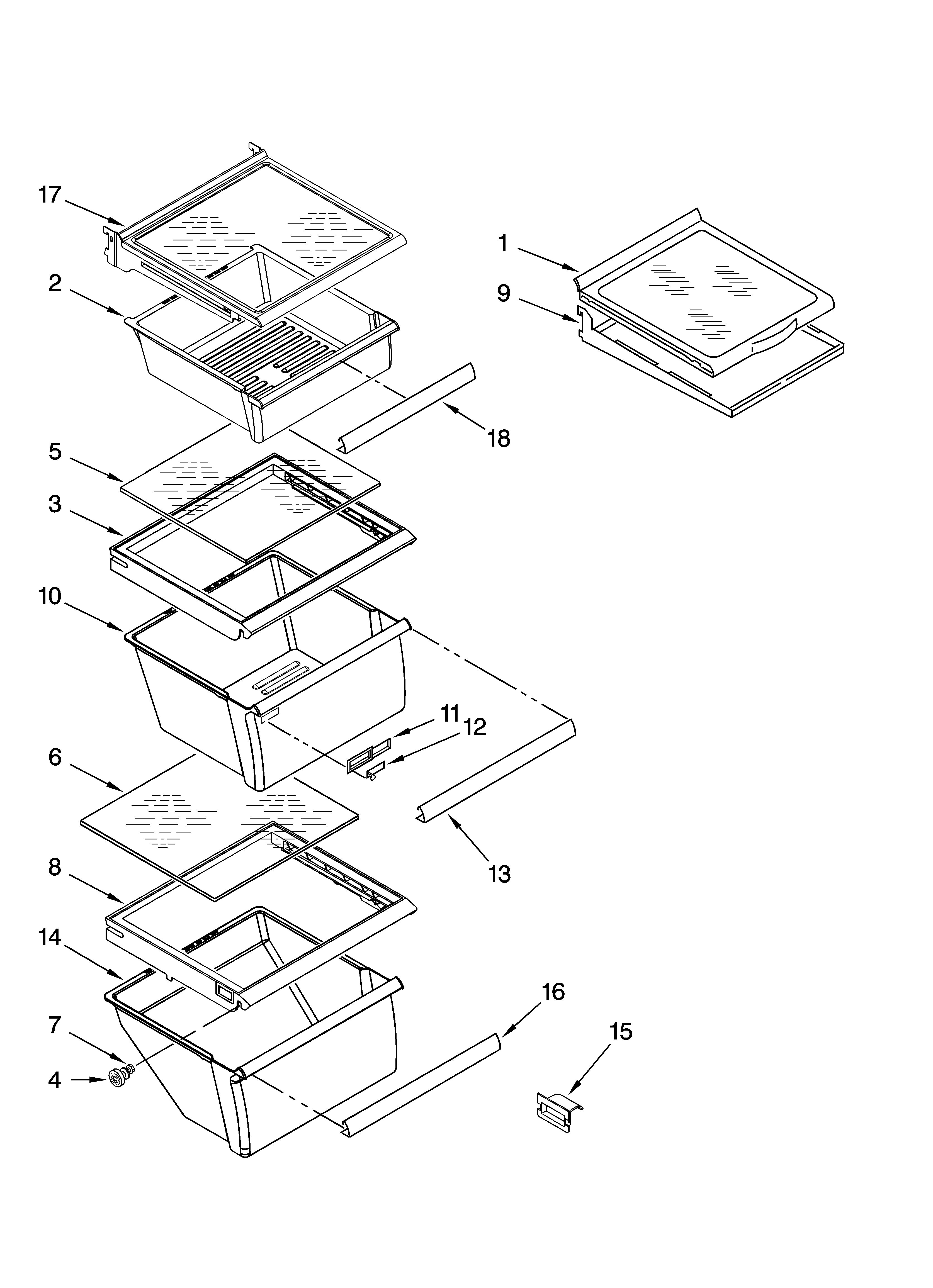 Whirlpool ED2JHAXTQ02 refrigerator shelf parts diagram