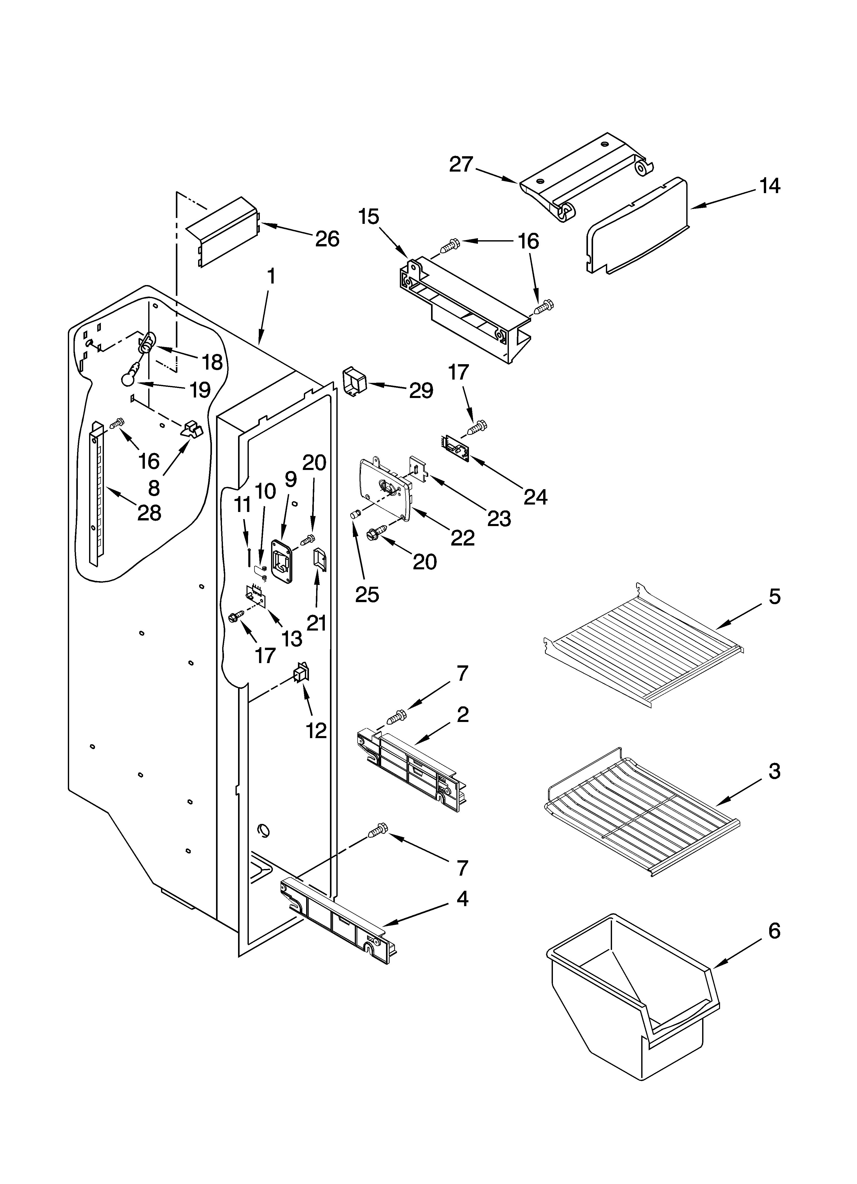 Whirlpool ED2JHAXTQ02 freezer liner parts diagram