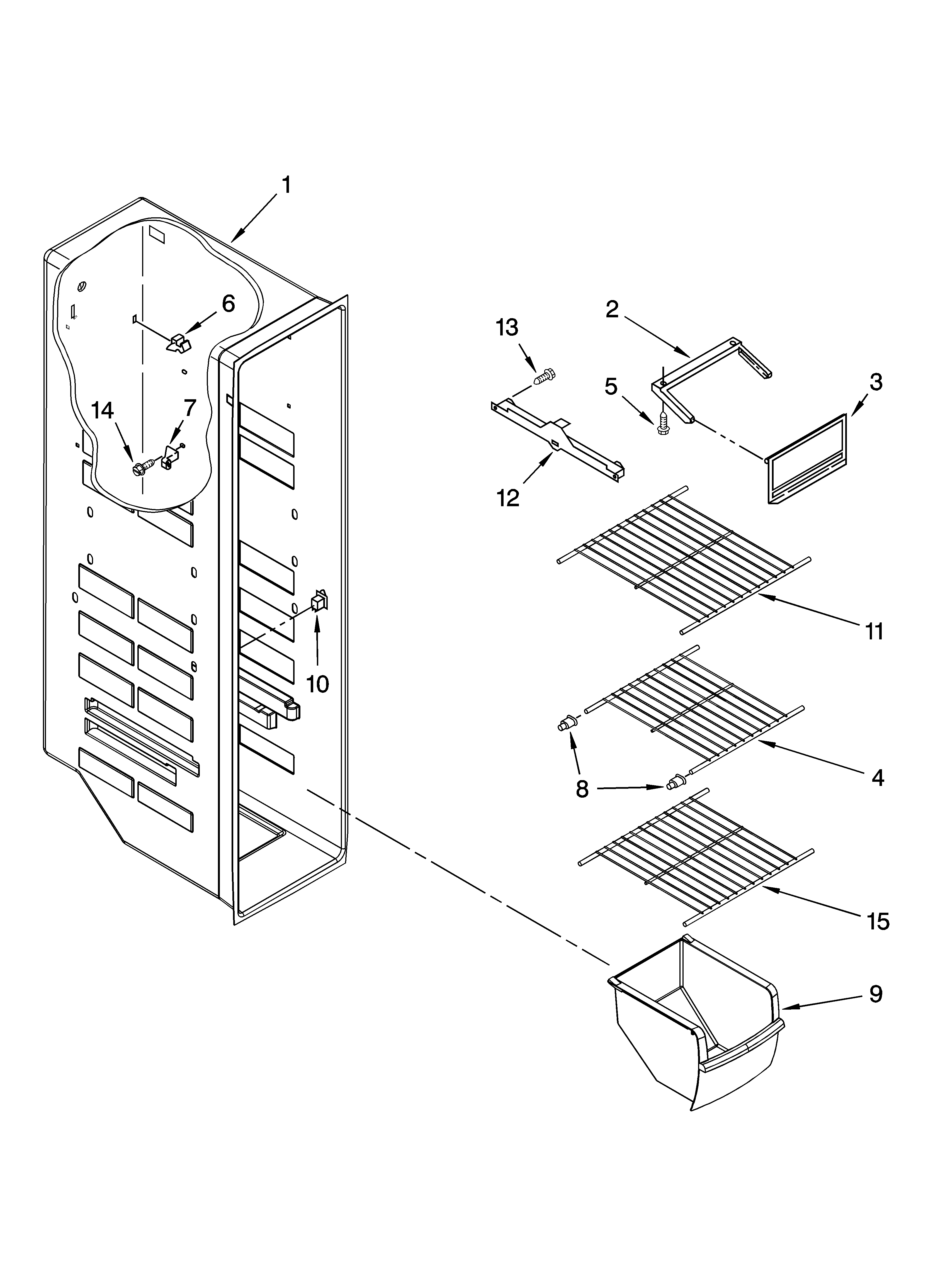 Whirlpool ED2NHGXVL00 freezer liner parts diagram