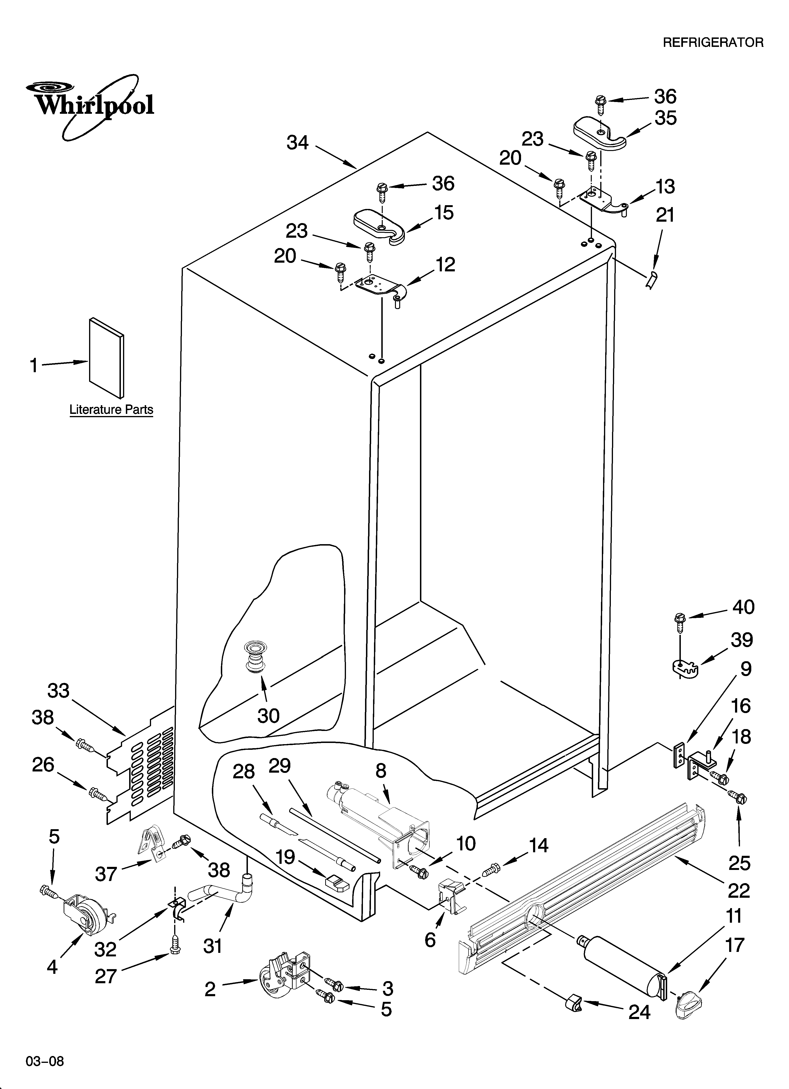 Whirlpool ED5FHEXVT00 cabinet parts diagram