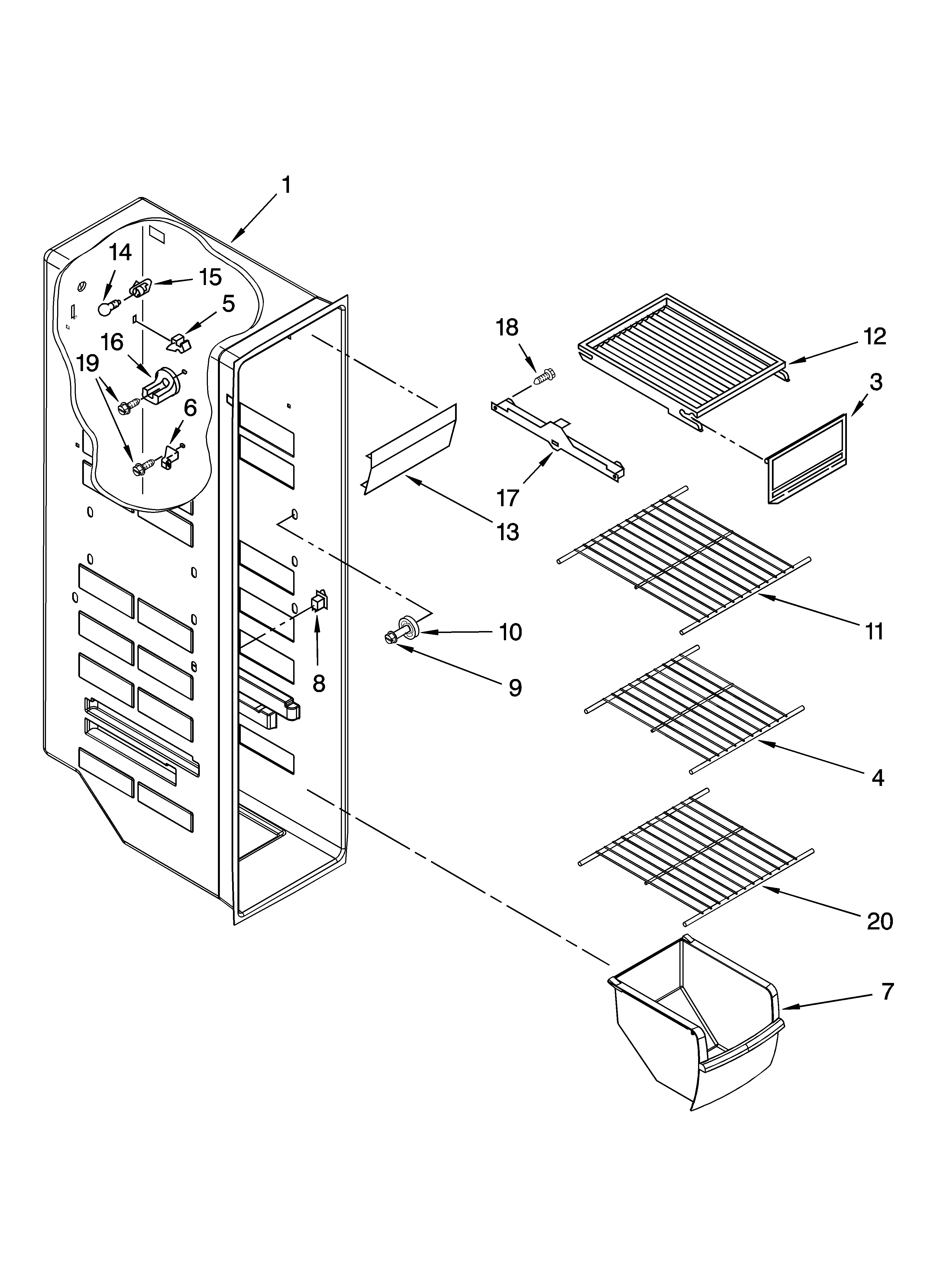 Whirlpool ED5FHEXVT00 freezer liner parts diagram