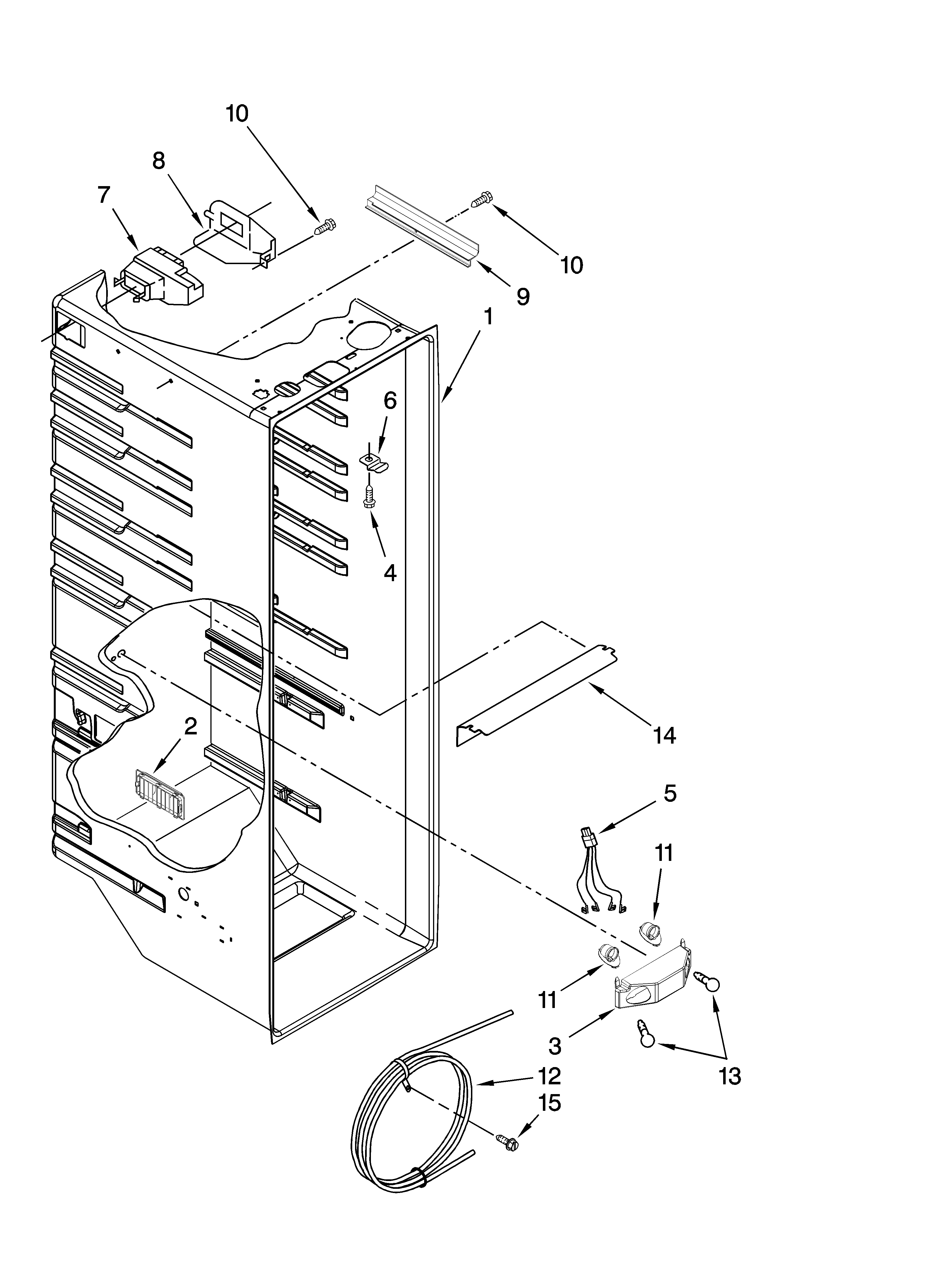 Whirlpool ED5NHGXVL00 refrigerator liner parts diagram