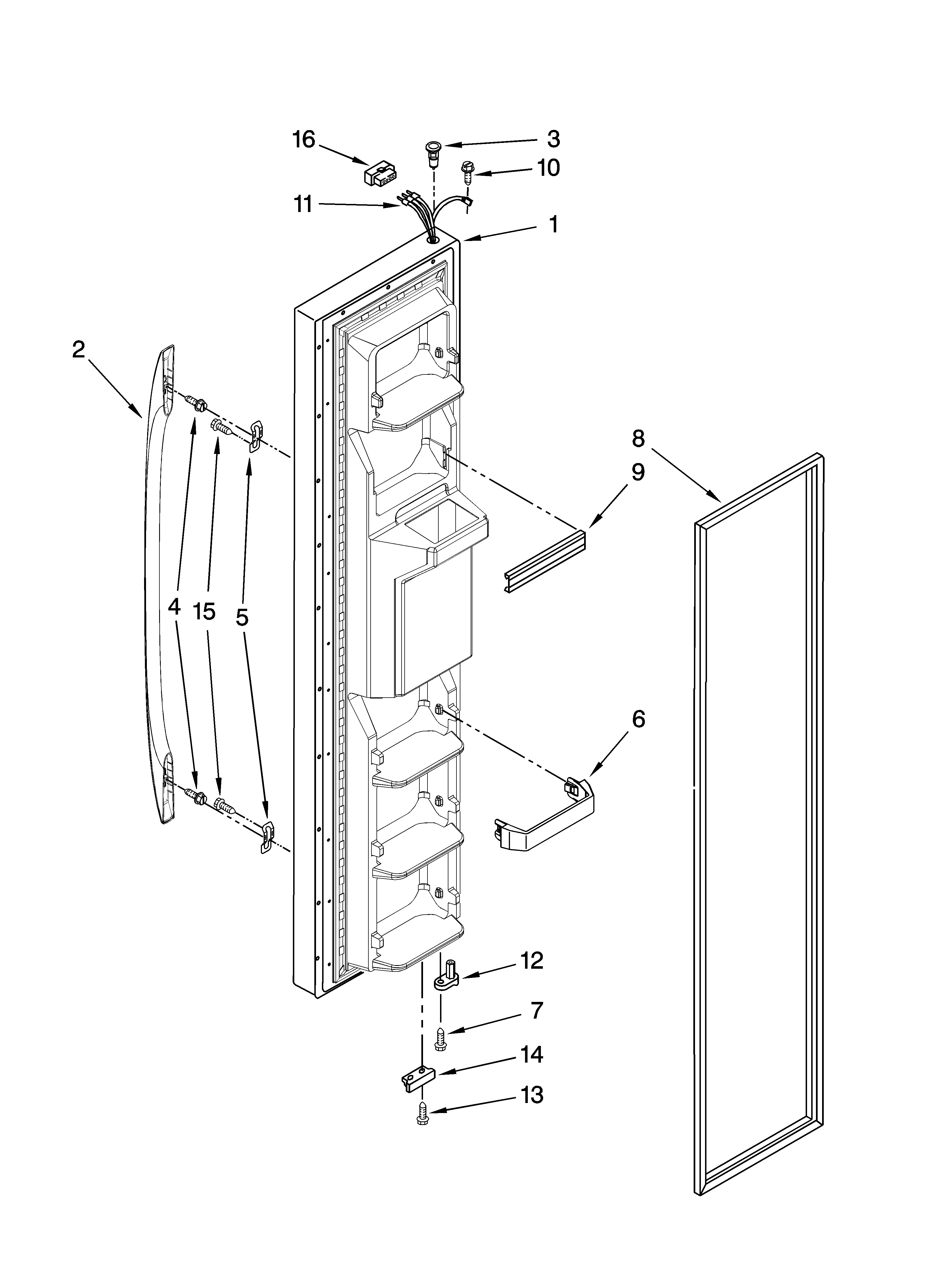 Whirlpool ED5NHGXVL00 freezer door parts diagram