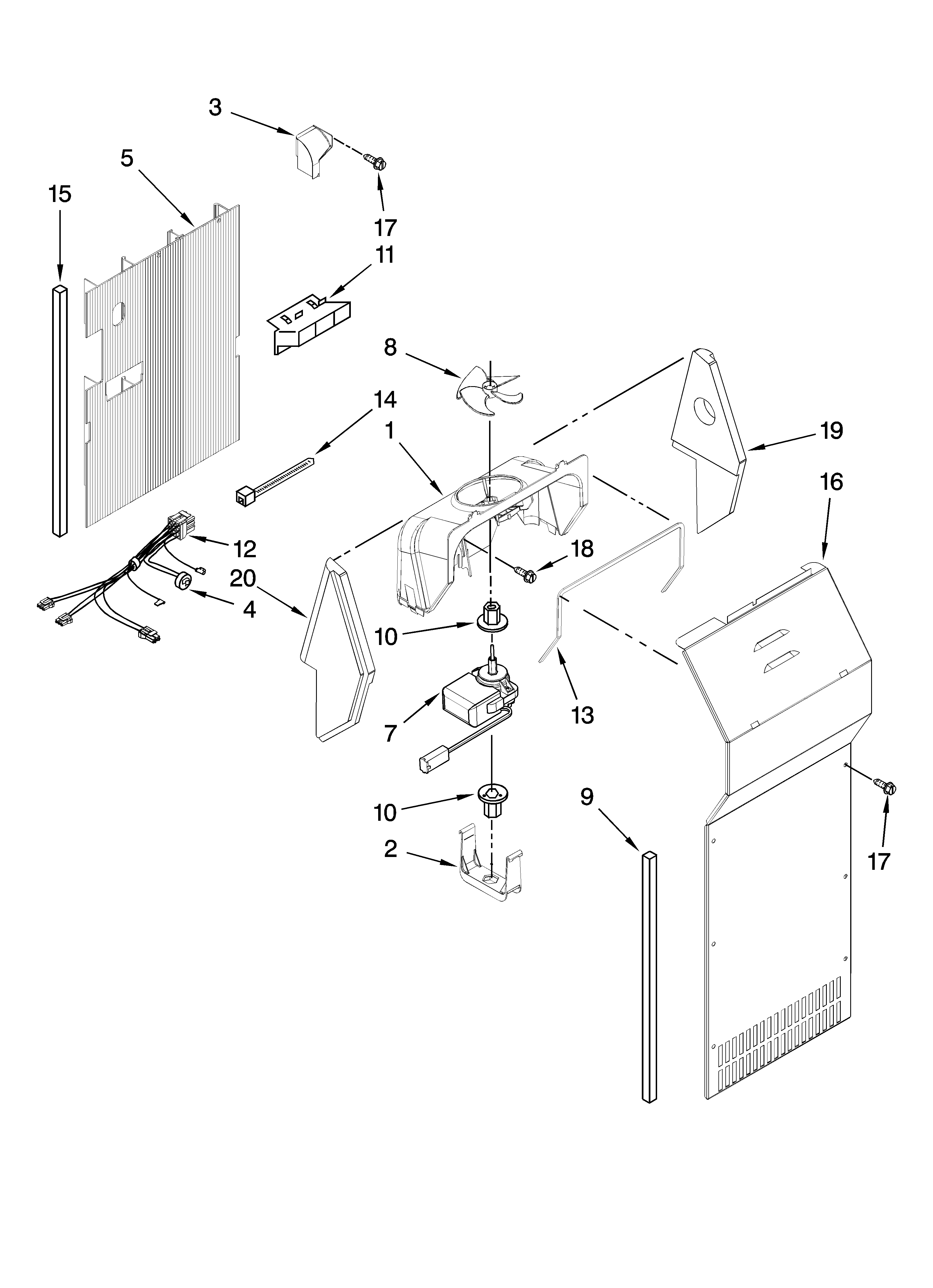 Whirlpool ED5NHGXVL00 air flow parts diagram