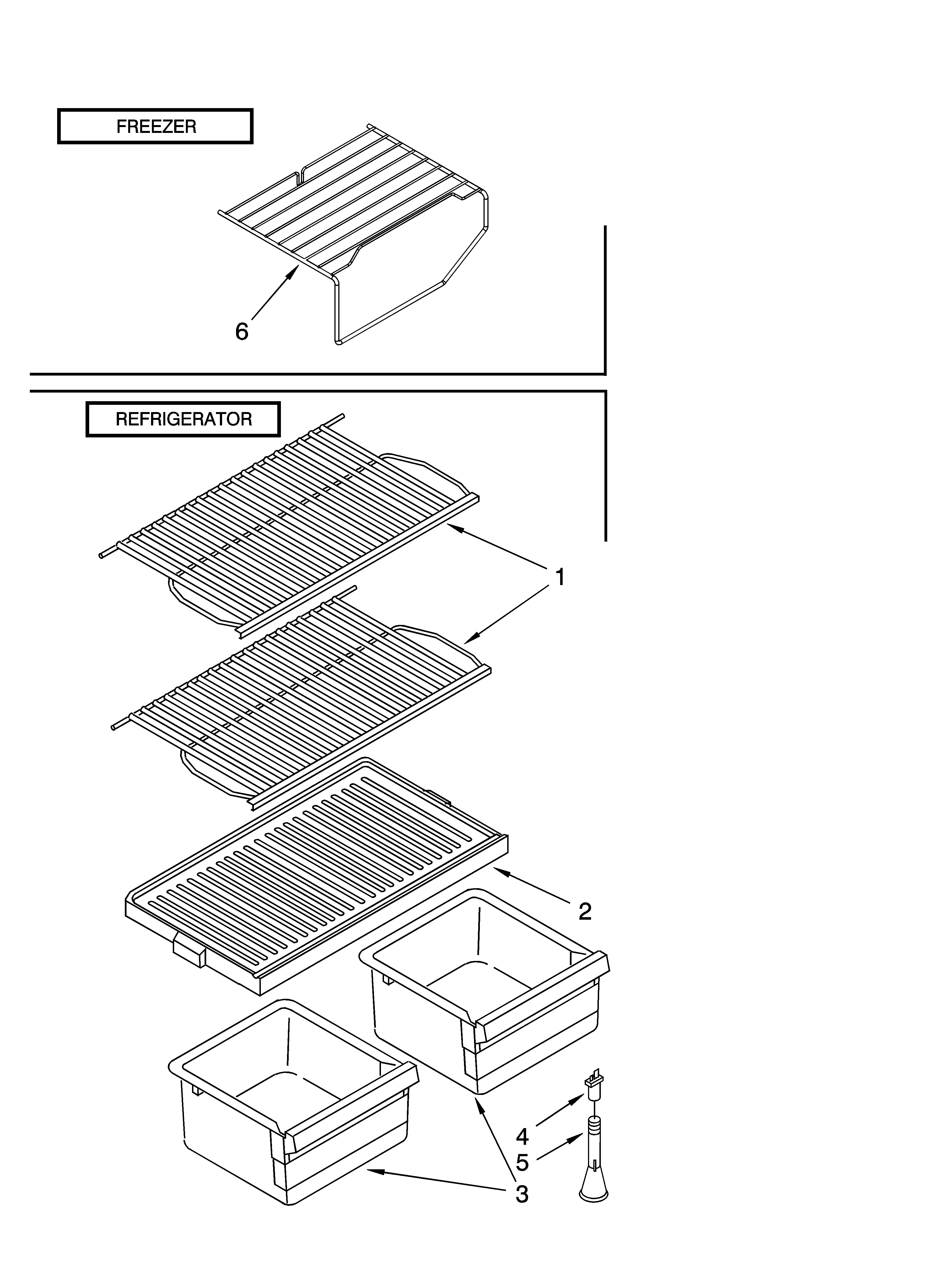 Whirlpool ET4WVLXVQ00 shelf parts, optional parts diagram