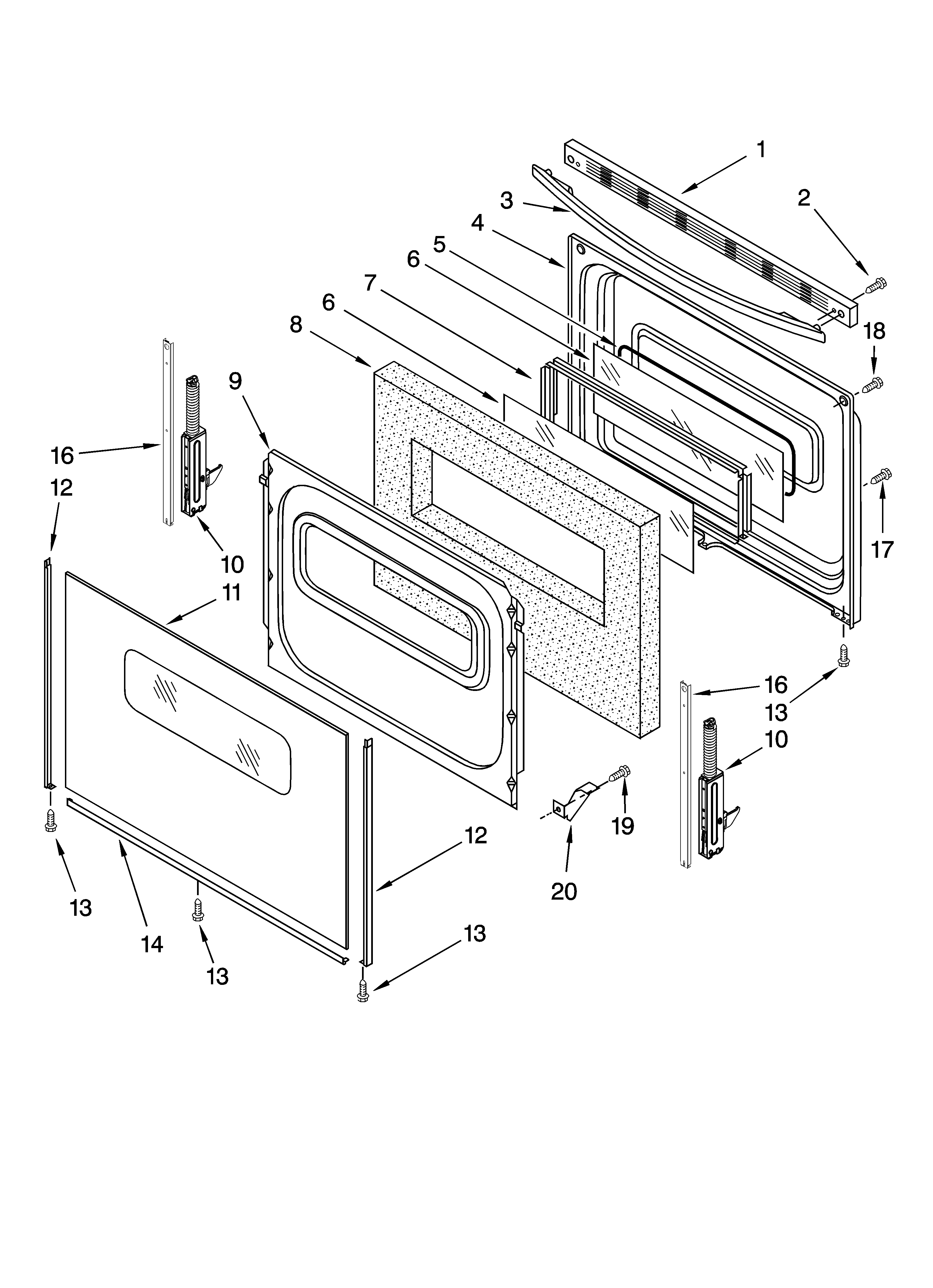 Roper FES356RD4 door parts diagram