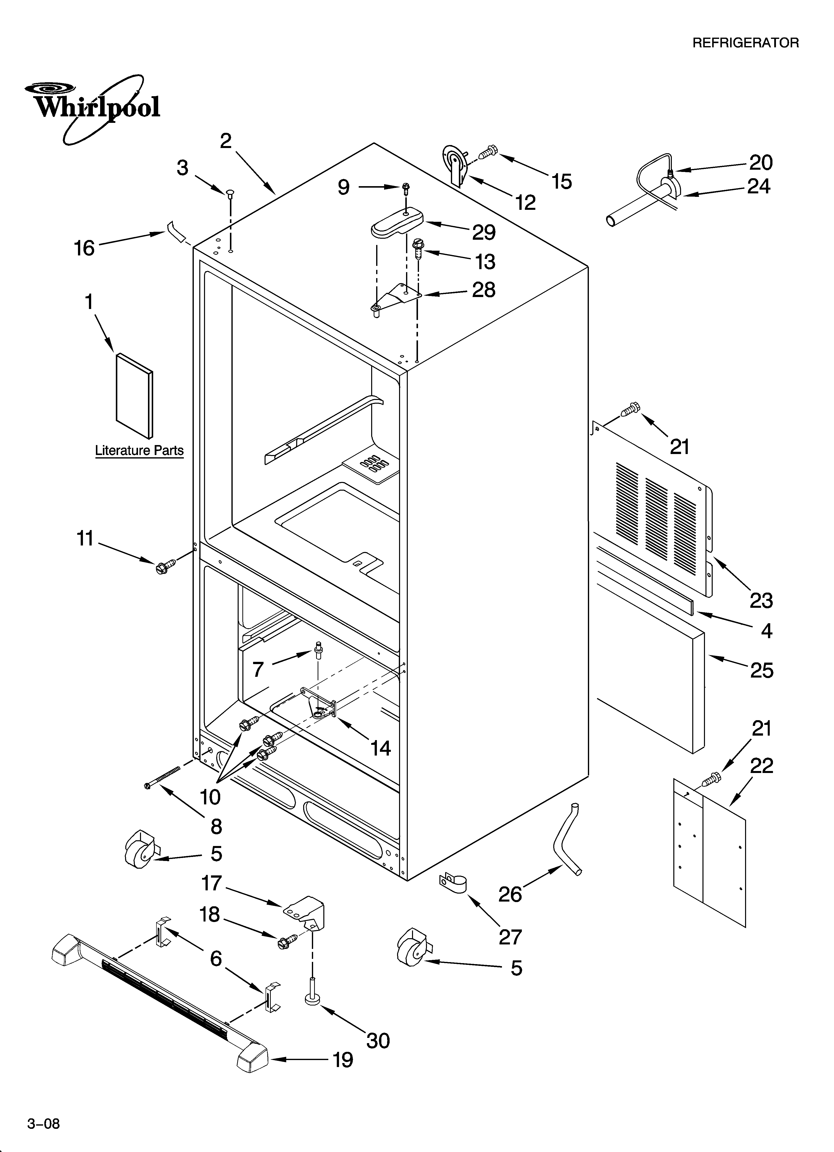 Whirlpool GB2SHDXTL01 cabinet parts diagram