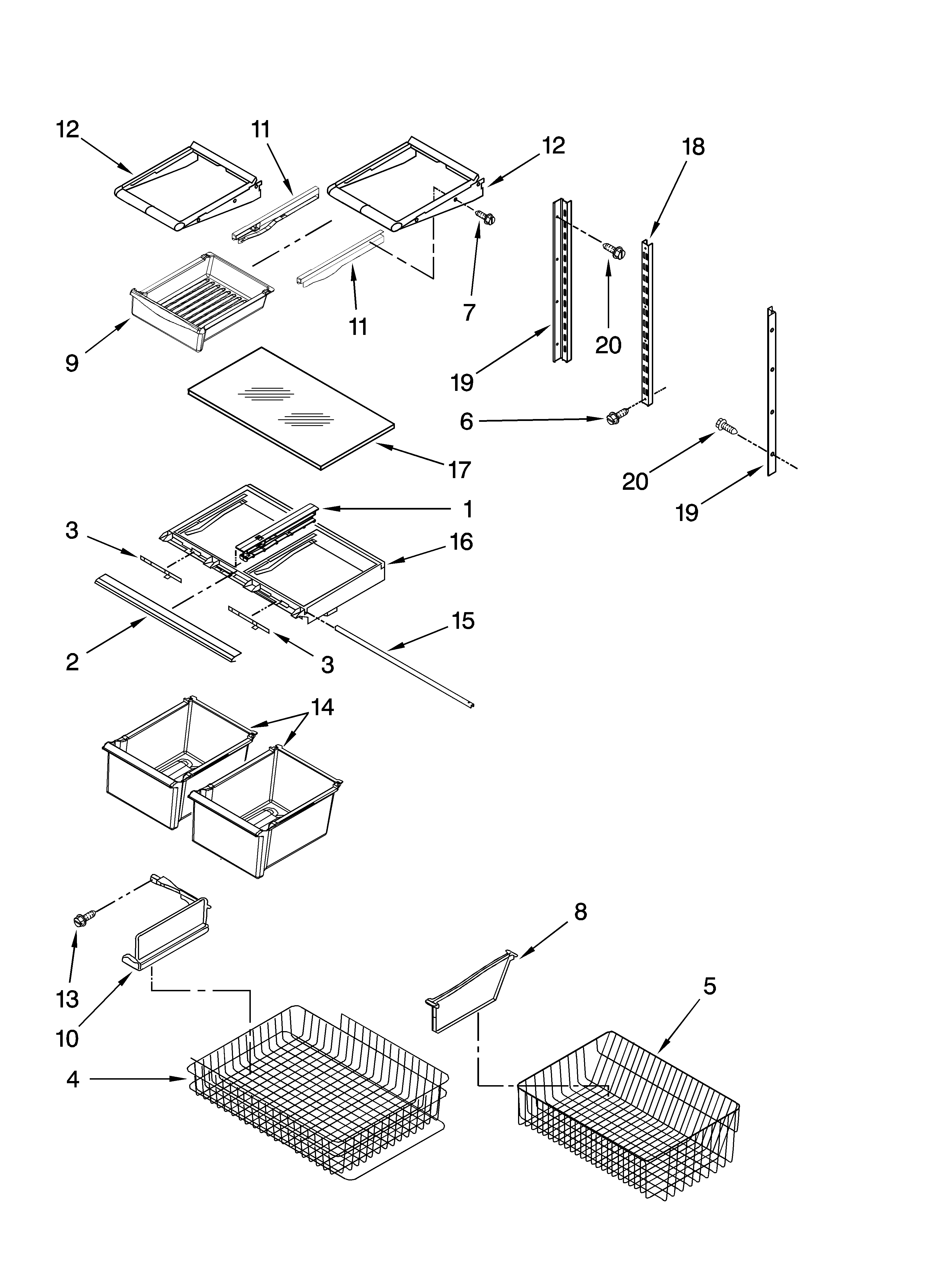 Whirlpool GB2SHDXTL01 shelf parts diagram