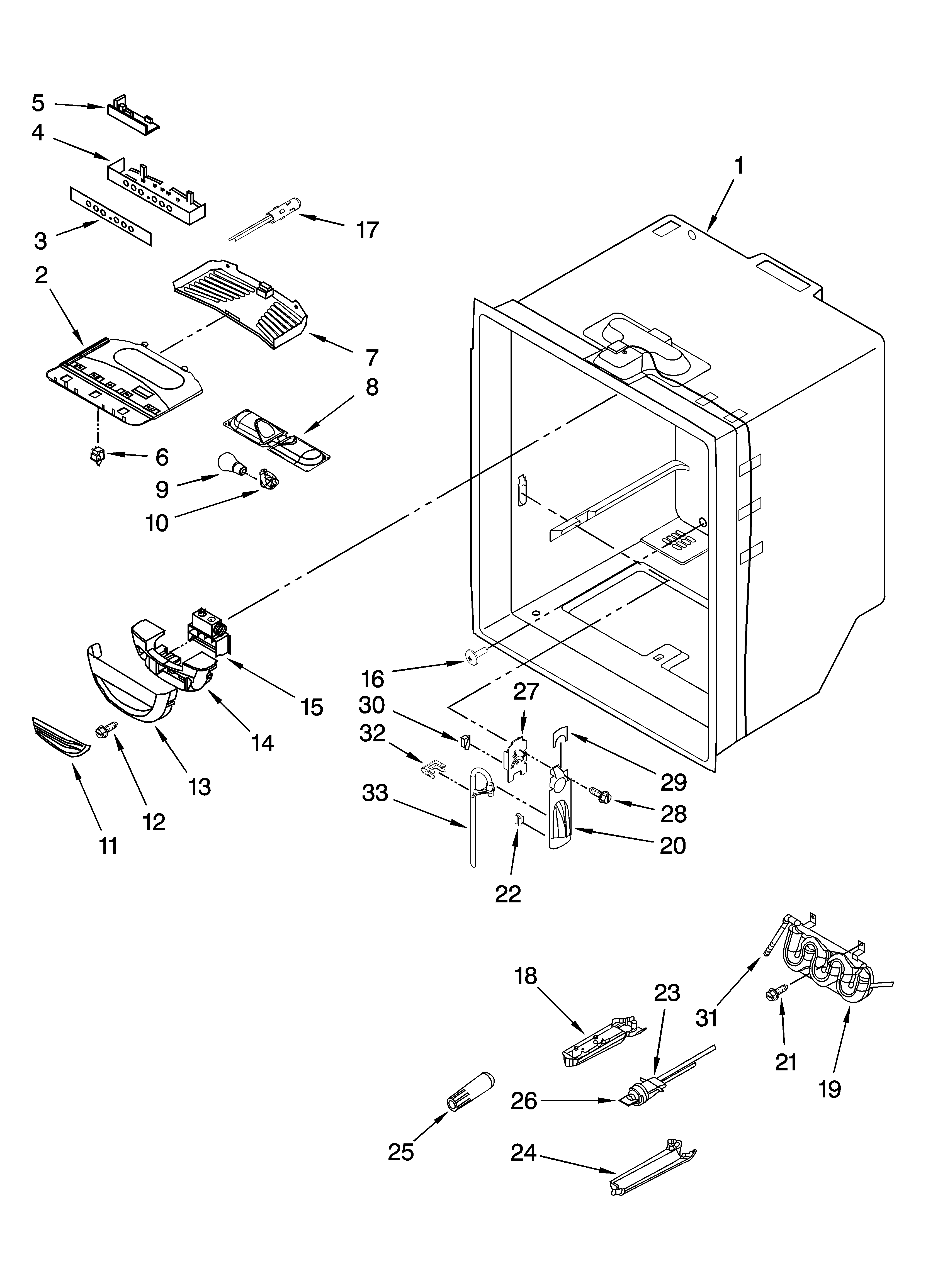 Whirlpool GB2SHTXTT01 refrigerator liner parts diagram