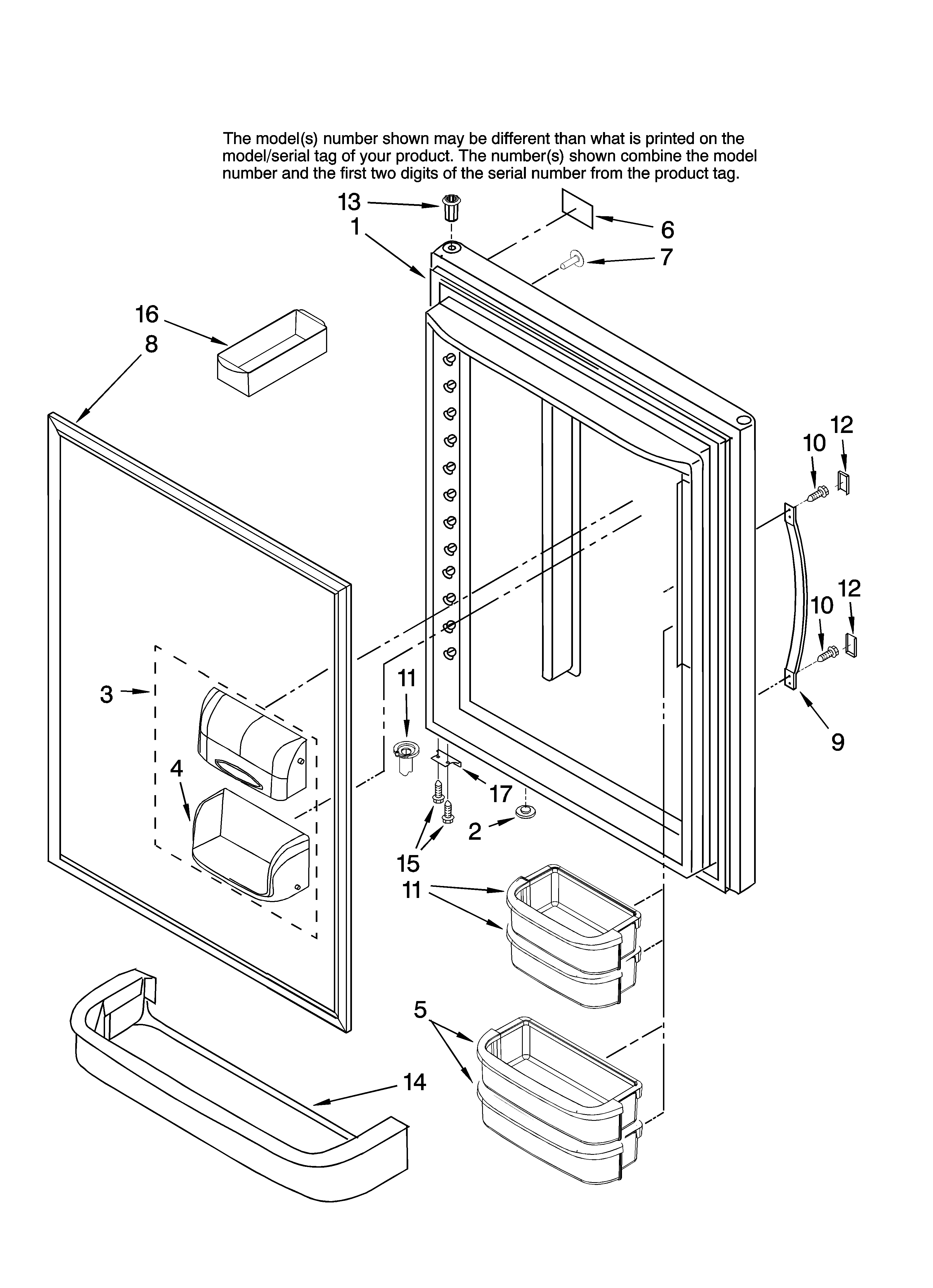Whirlpool GB9SHKXMQ03 refrigerator door parts diagram