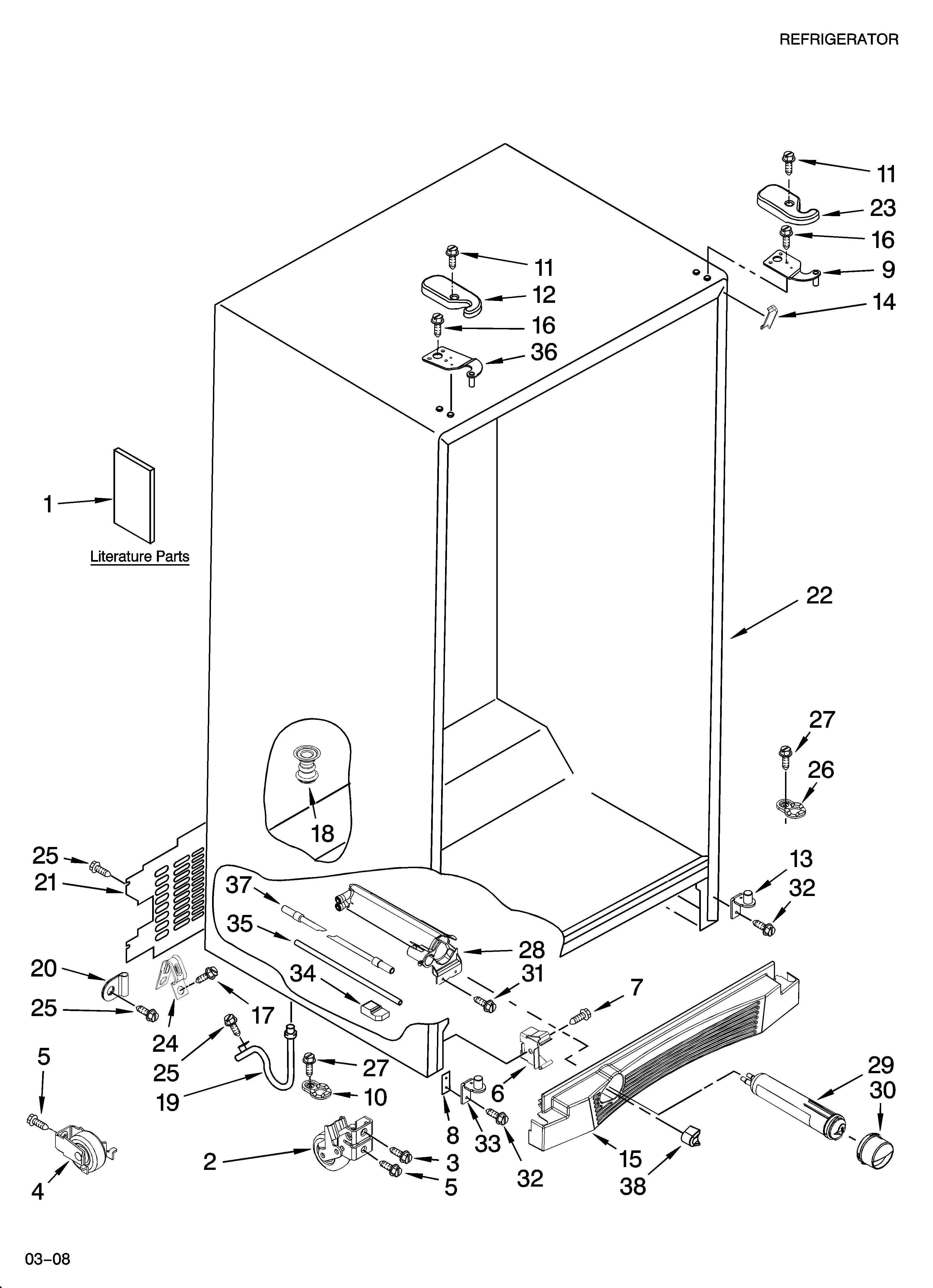 Whirlpool GD5NVAXSL03 cabinet parts diagram