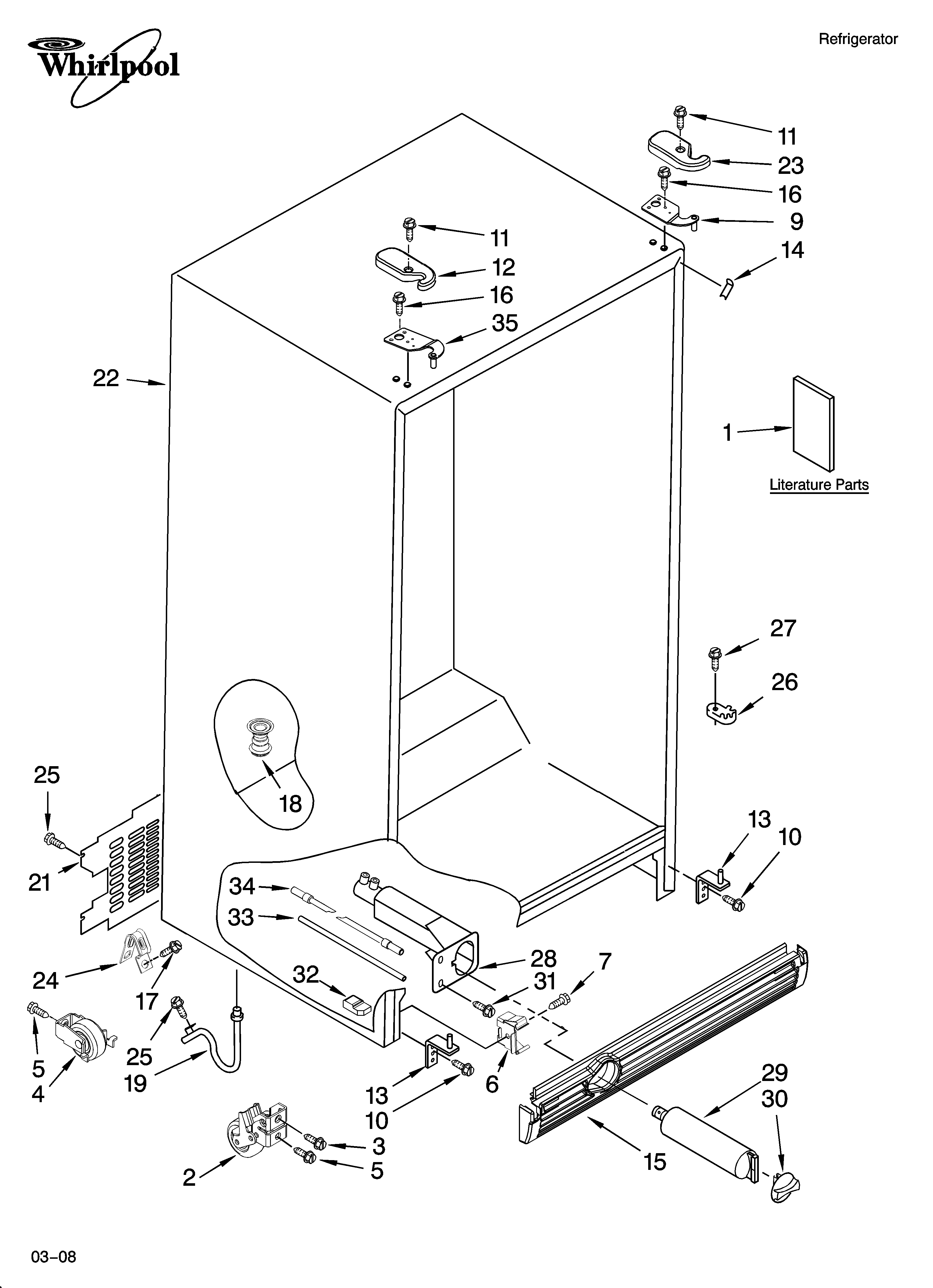 Whirlpool GD5YHAXTQ02 cabinet parts diagram