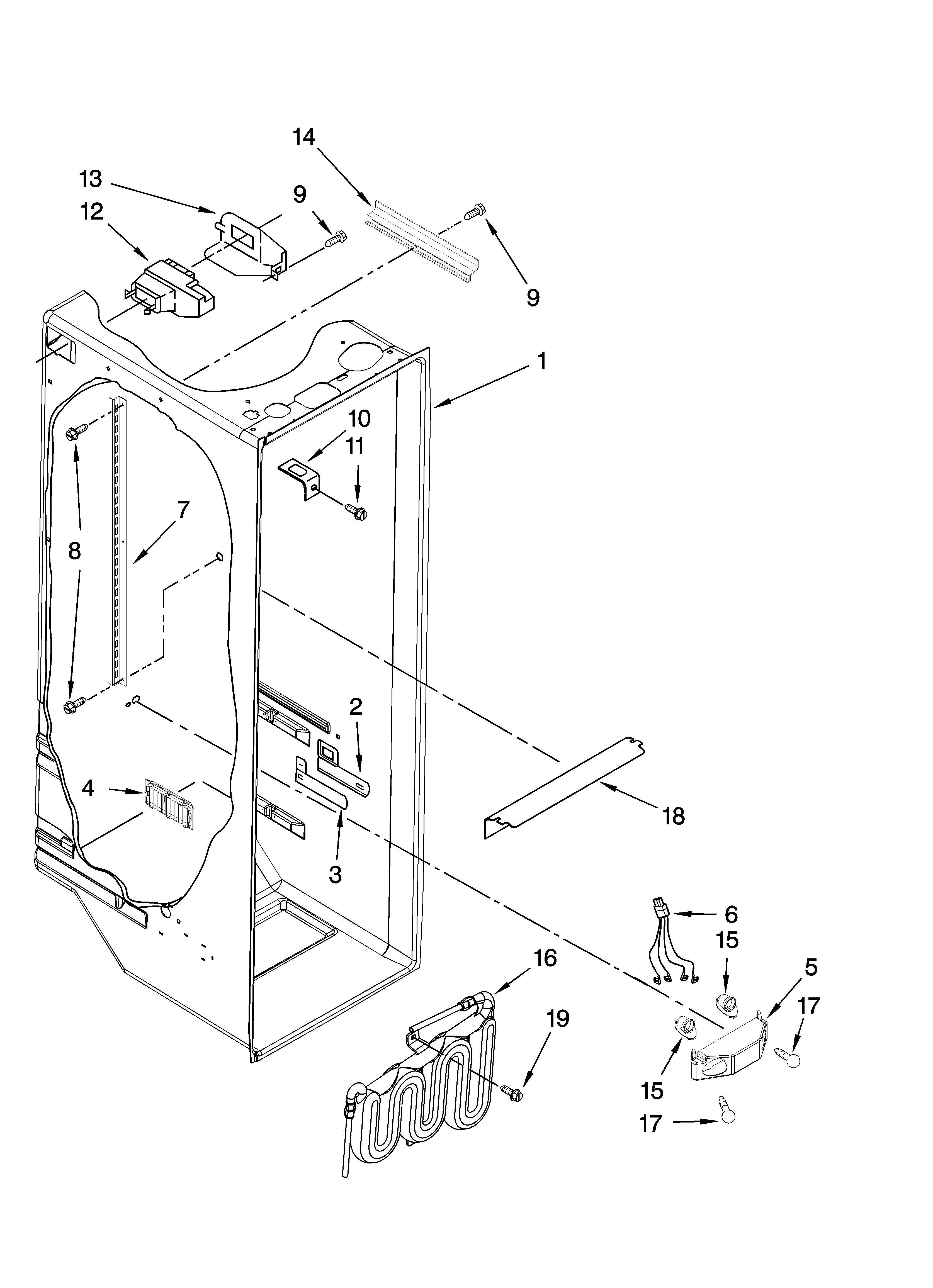 Whirlpool GD5YHAXTQ02 refrigerator liner parts diagram