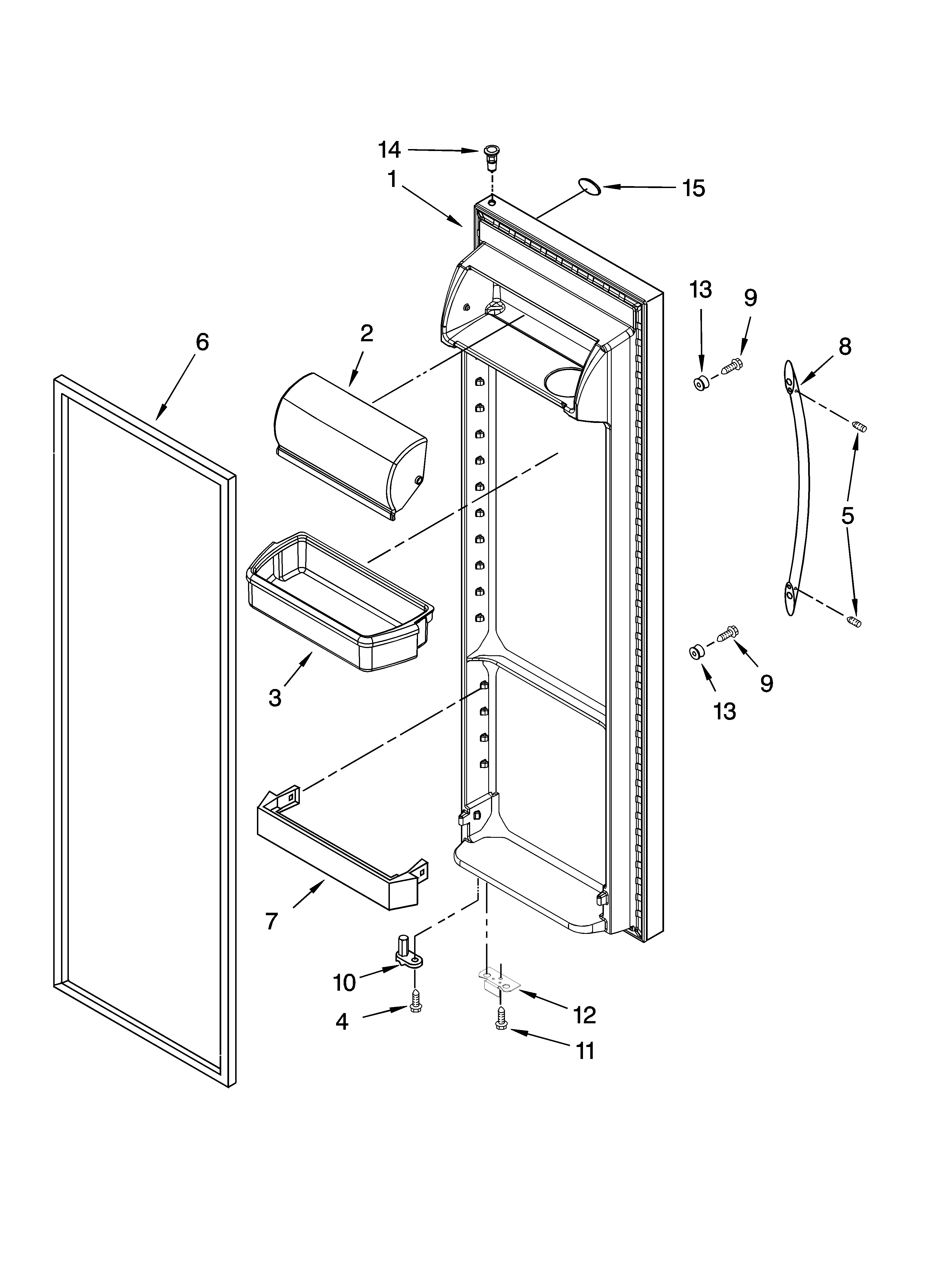 Whirlpool GD5YHAXTQ02 refrigerator door parts diagram