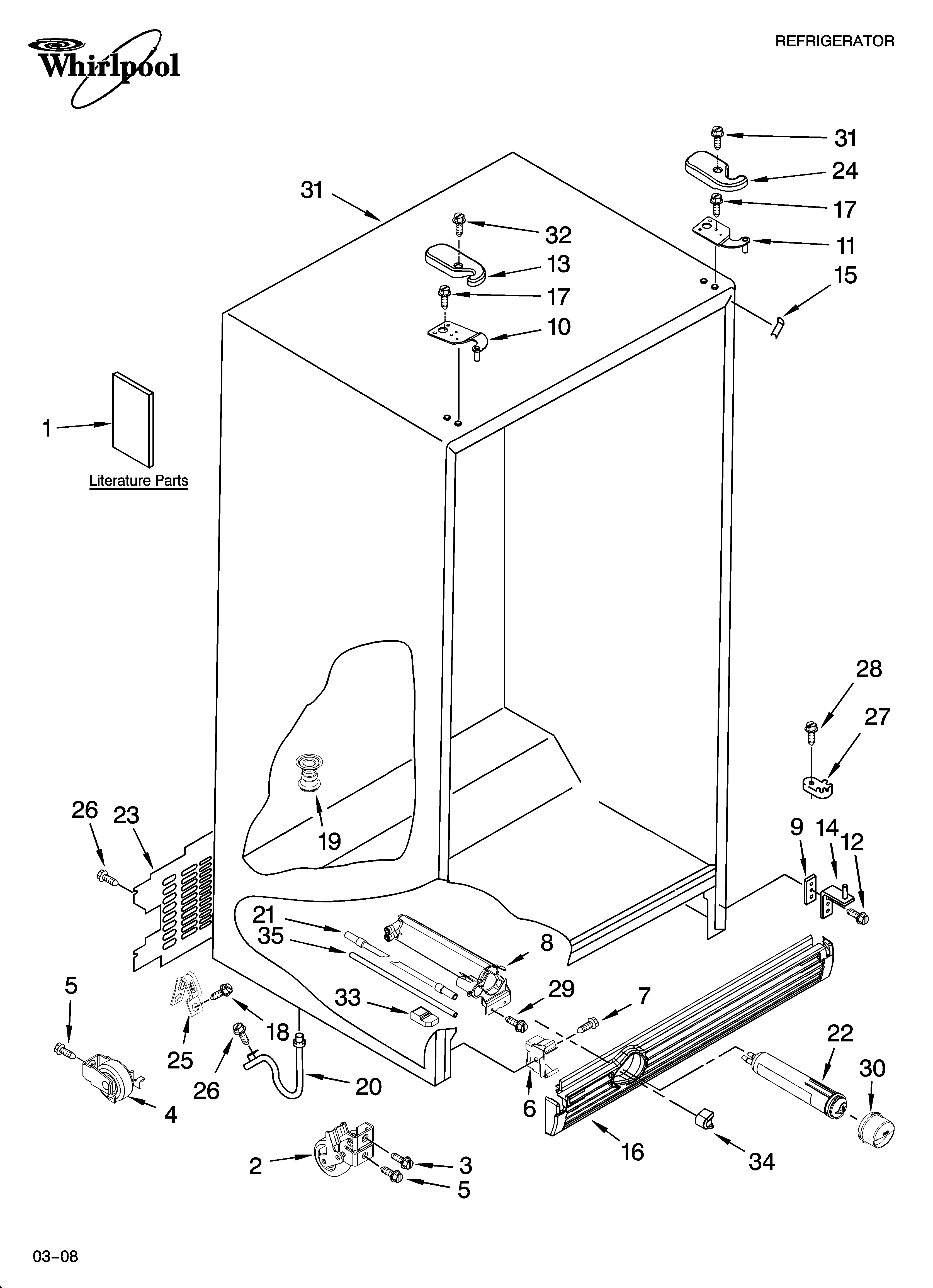 Whirlpool GS2SHAXSQ03 cabinet parts diagram
