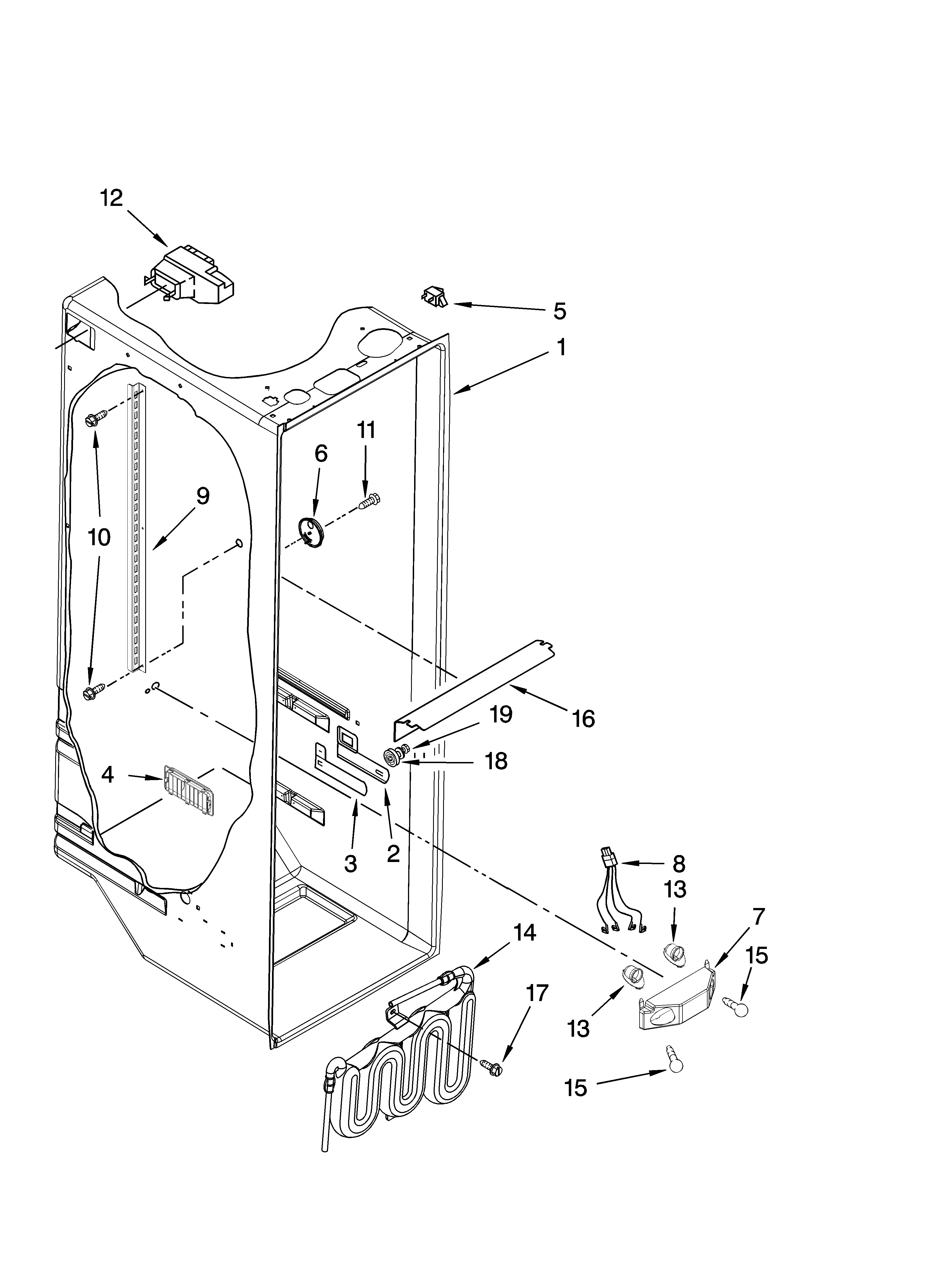 Whirlpool GS2SHAXSQ03 refrigerator liner parts diagram