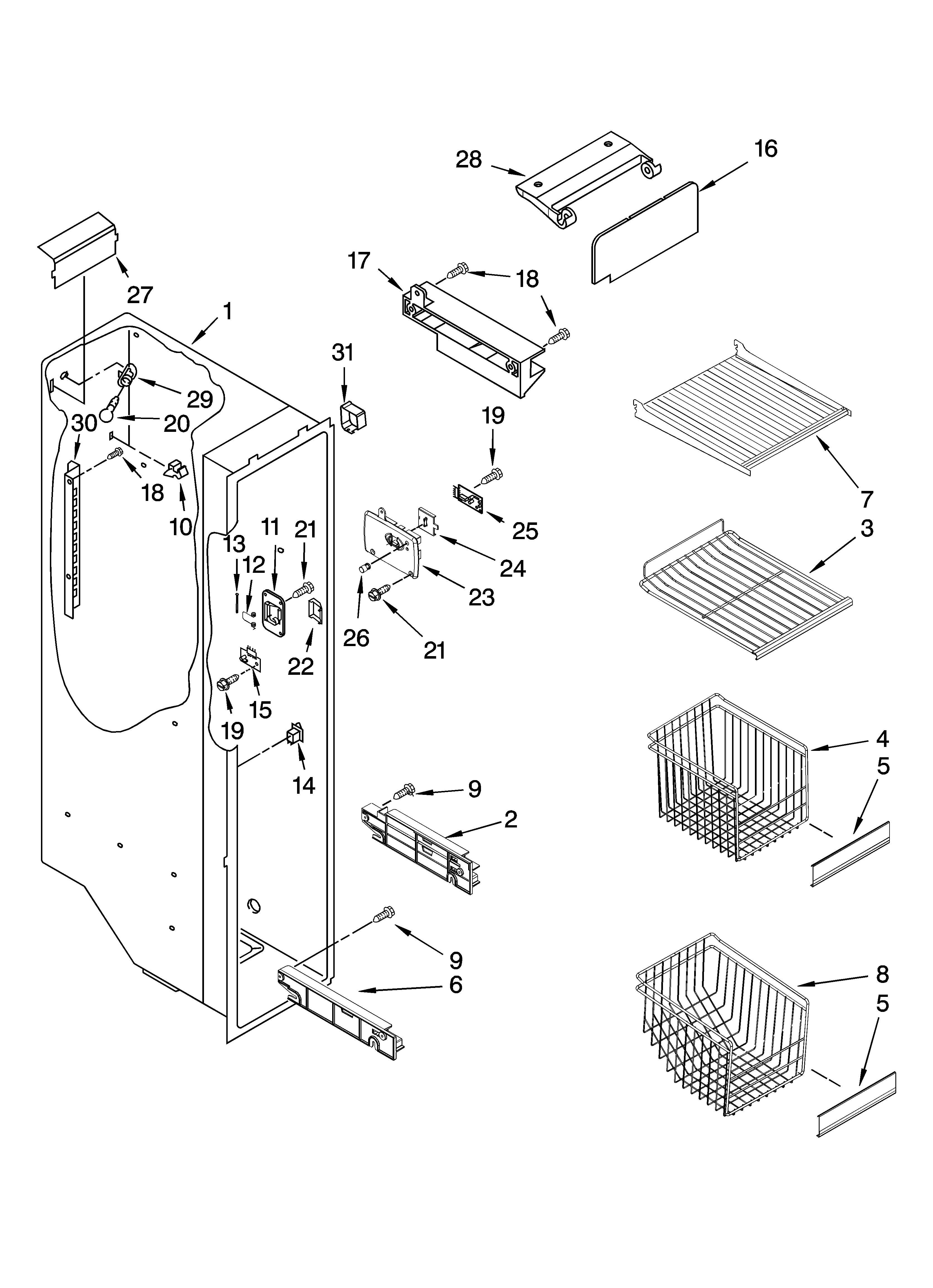 Whirlpool GS2SHAXSQ03 freezer liner parts diagram