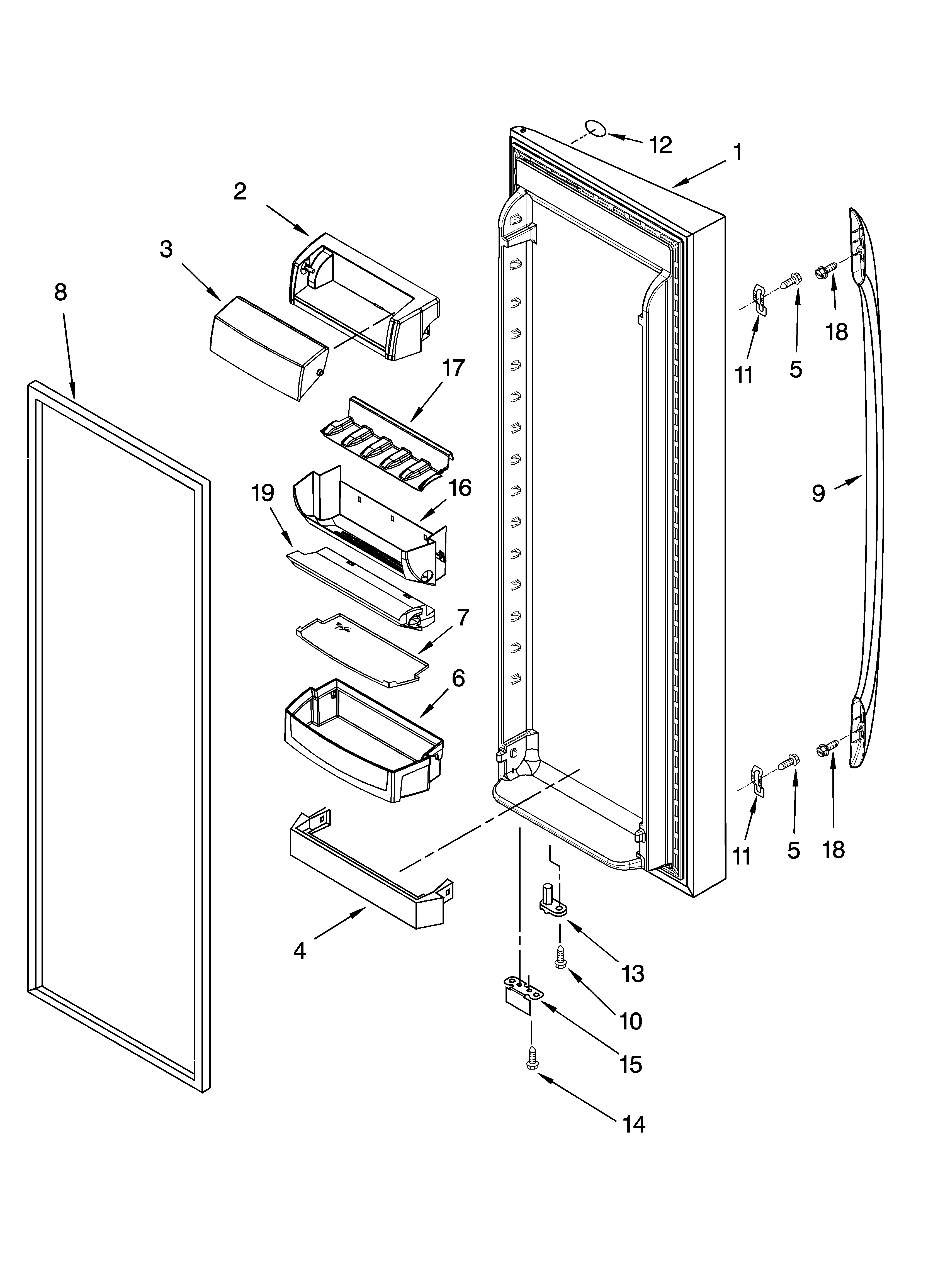 Whirlpool GS2SHAXSQ03 refrigerator door parts diagram