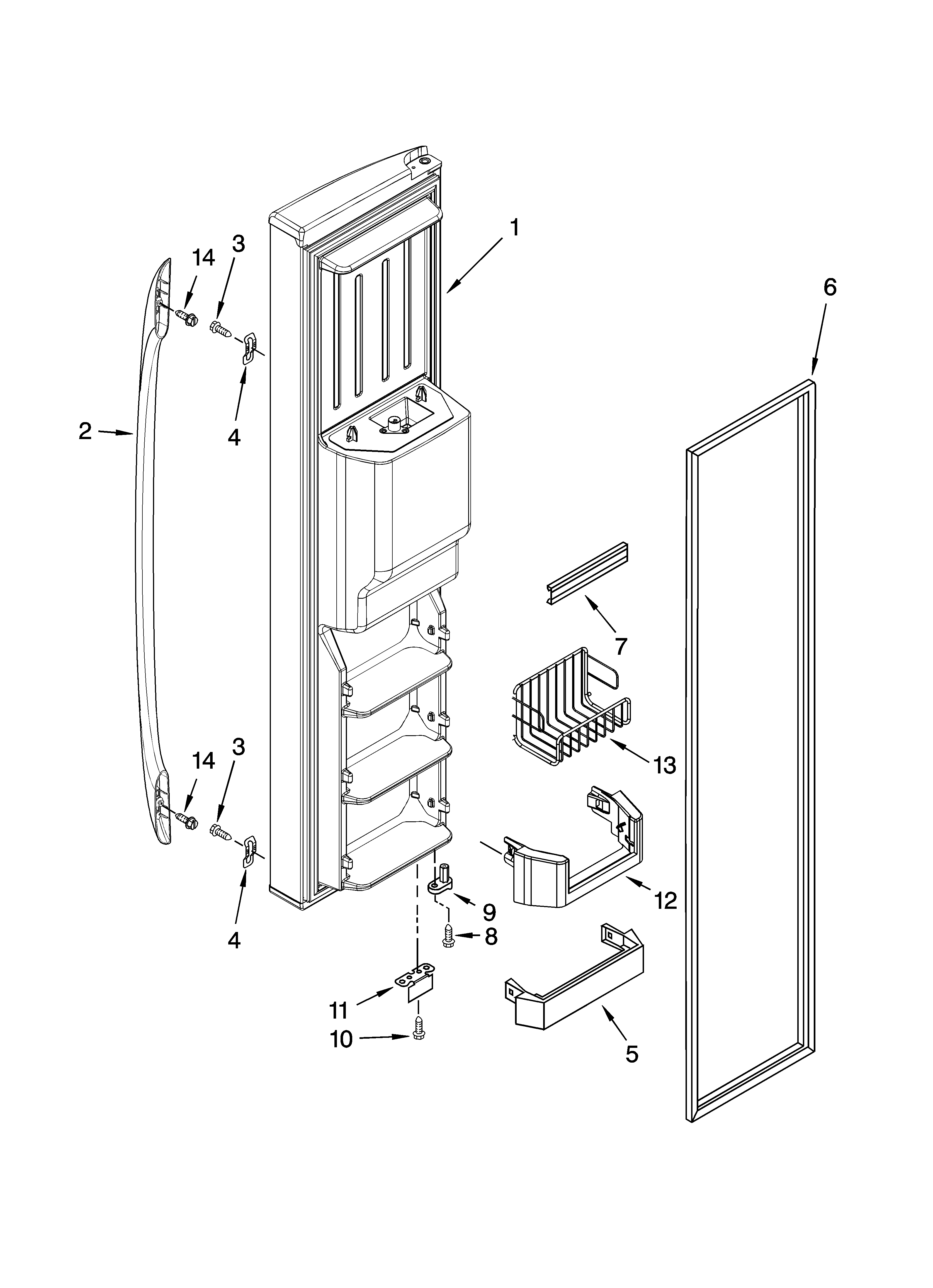 Whirlpool GS2SHAXSQ03 freezer door parts diagram
