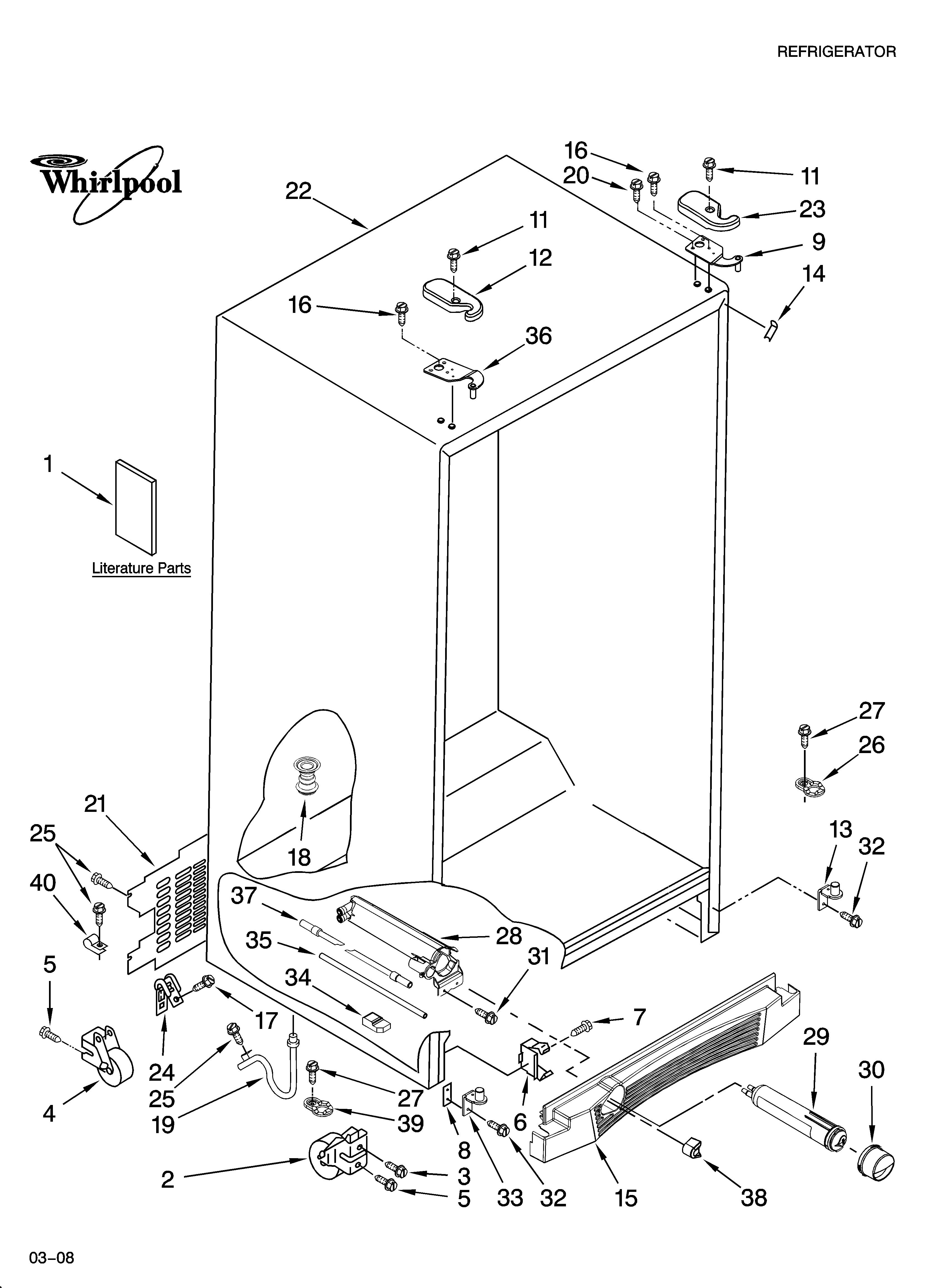 Whirlpool GS6NBEXRA04 cabinet parts diagram