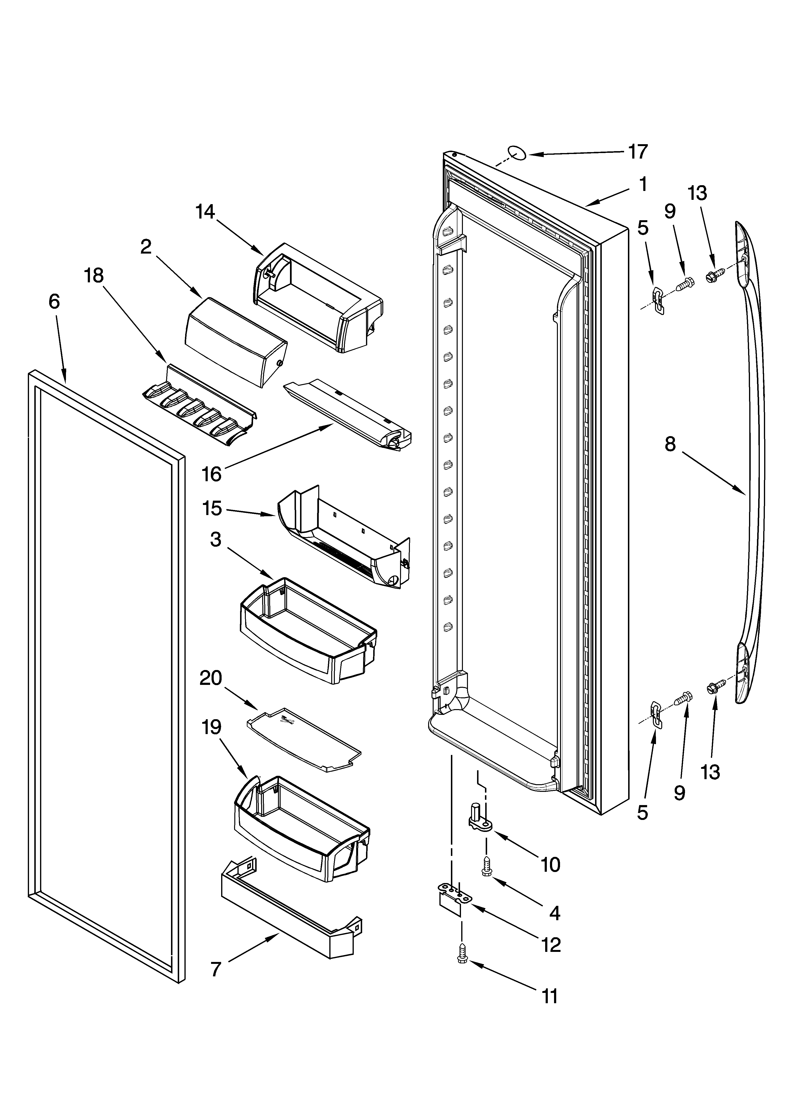 Whirlpool GS6NBEXRA04 refrigerator door parts diagram
