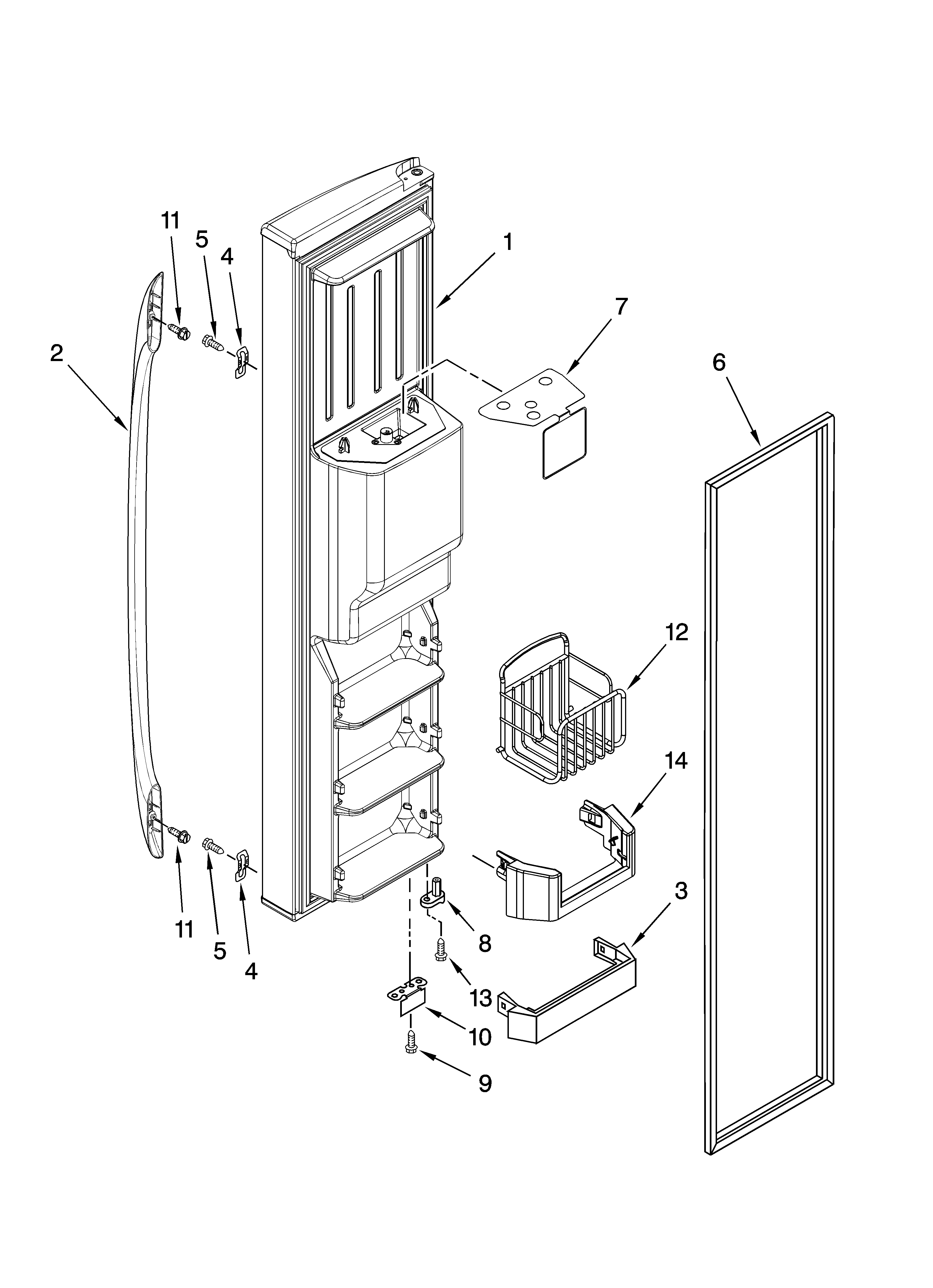 Whirlpool GS6NBEXRA04 freezer door parts diagram