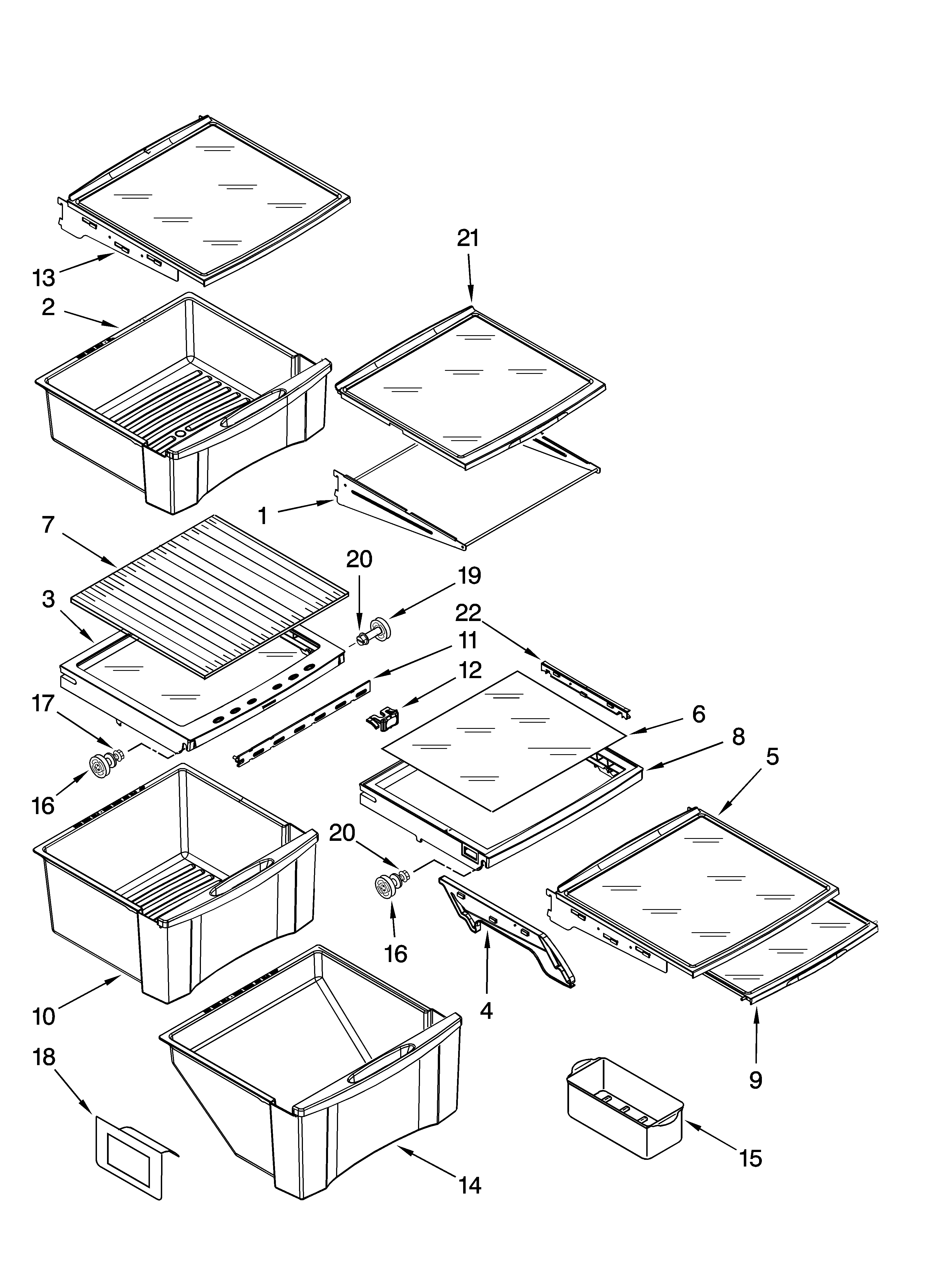 Whirlpool GS6SHEXNS05 refrigerator shelf parts diagram