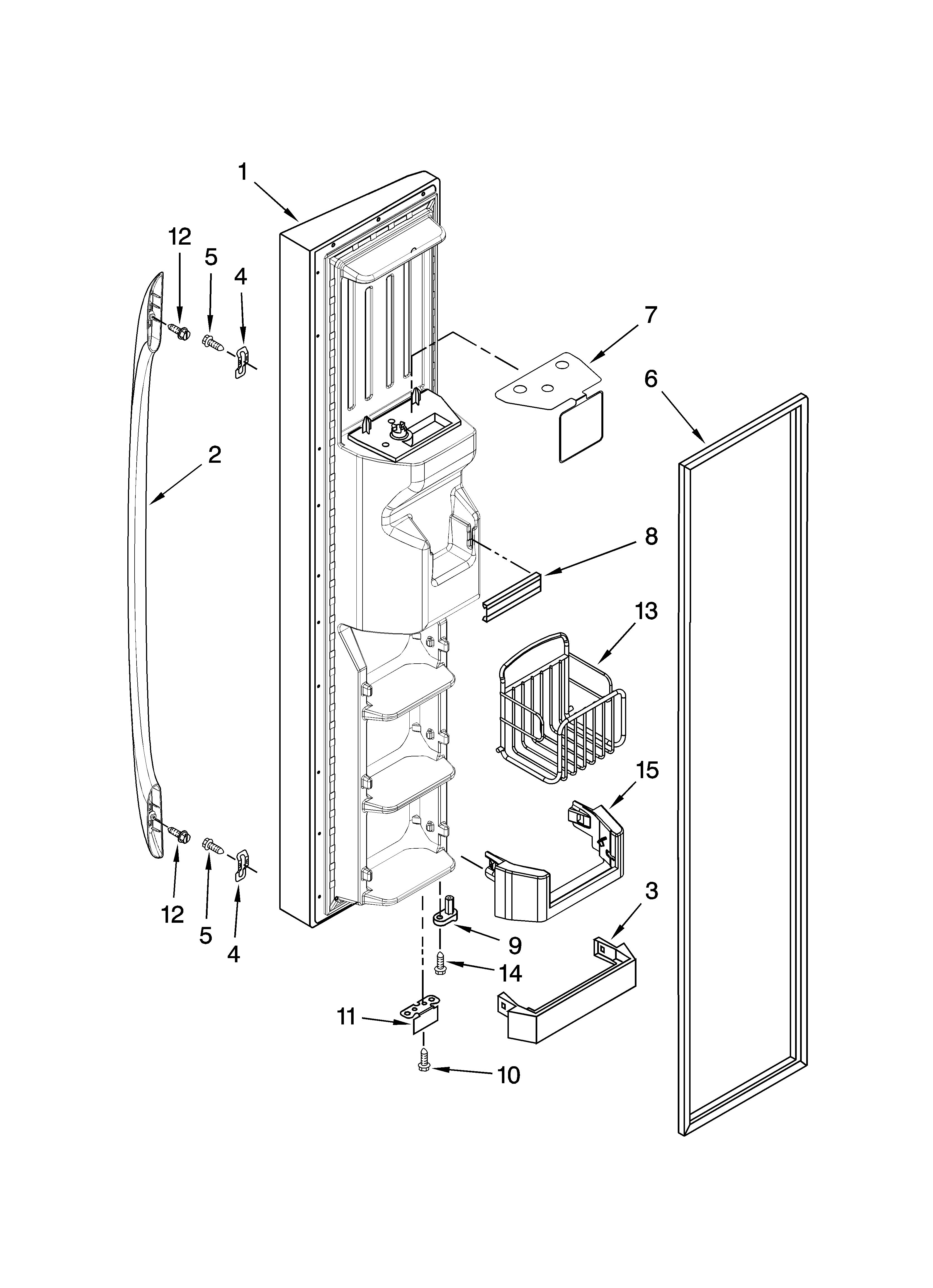 Whirlpool GS6SHEXNS05 freezer door parts diagram