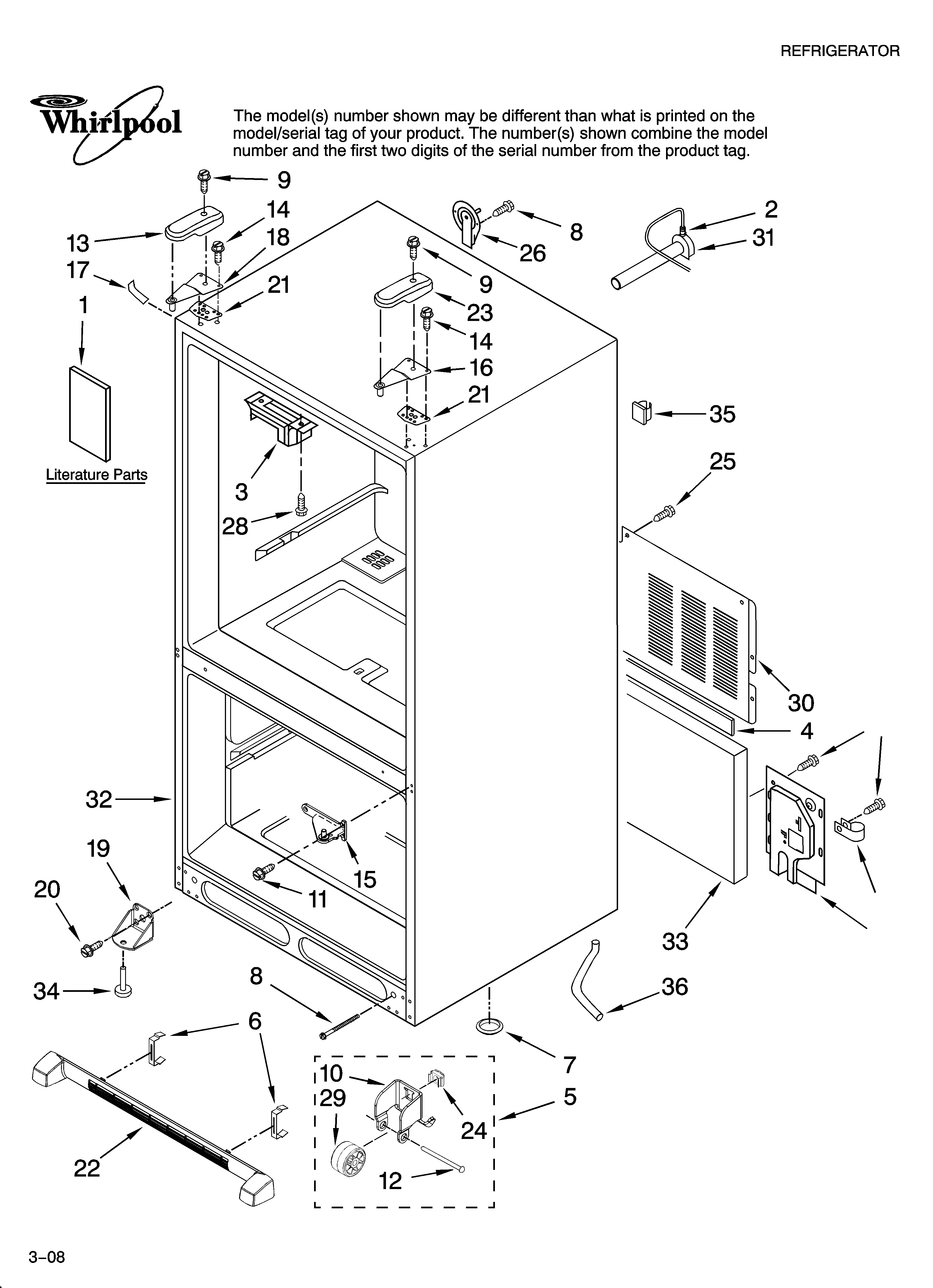 Whirlpool GX5SHTXTB01 cabinet parts diagram