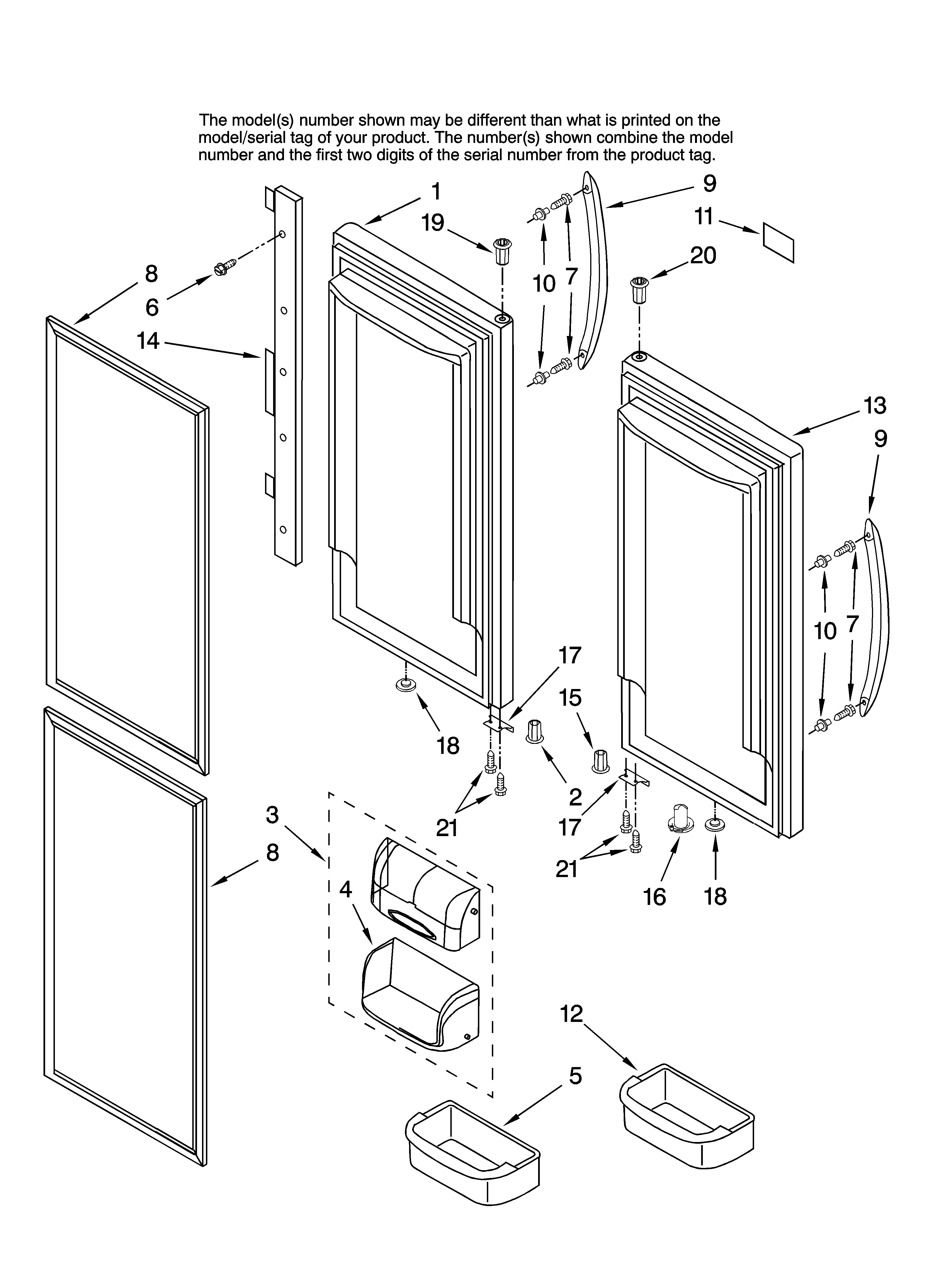 Whirlpool GX5SHTXTB01 refrigerator door parts diagram