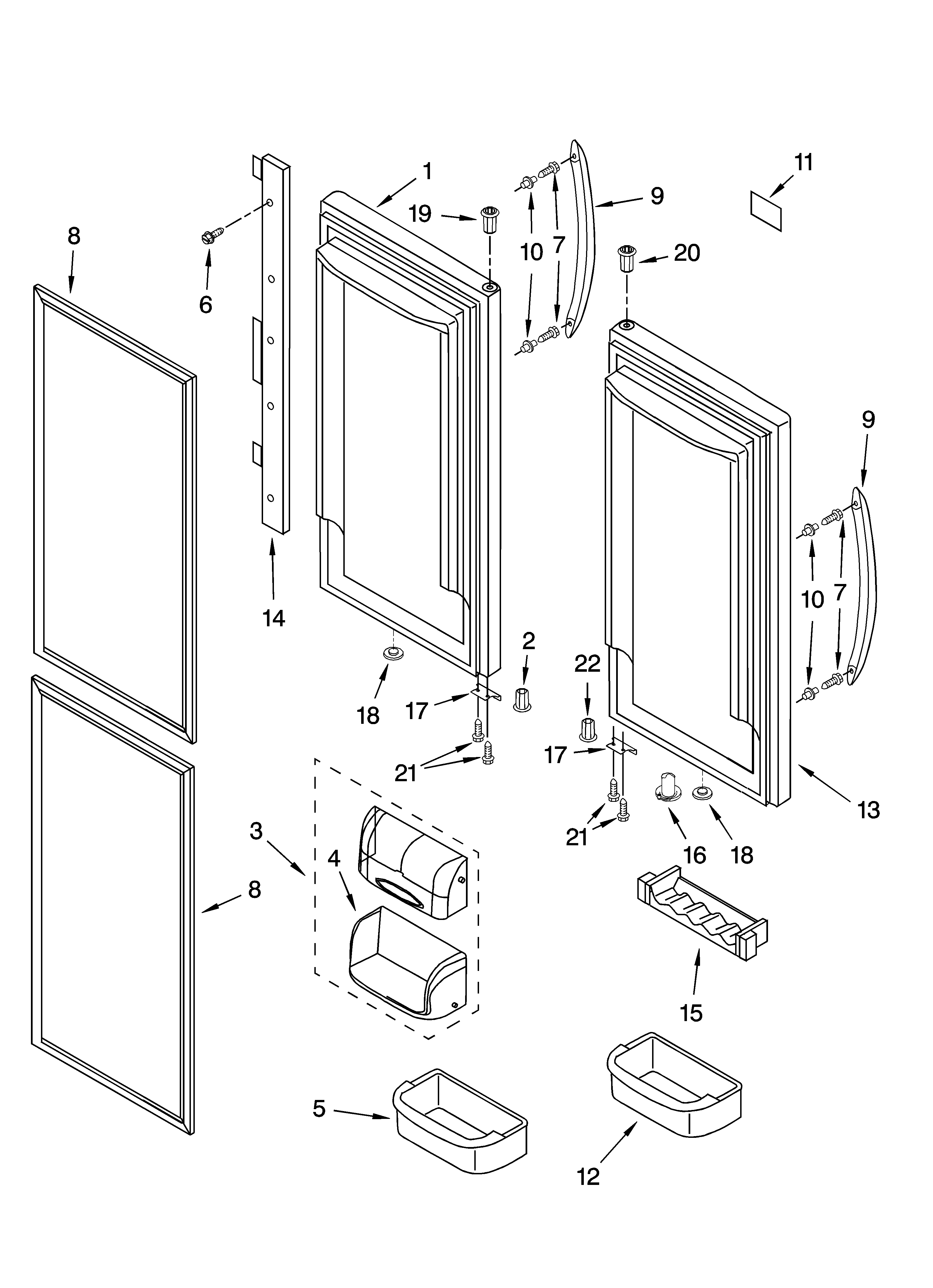 KitchenAid KBFS25ETBL01 refrigerator door parts diagram