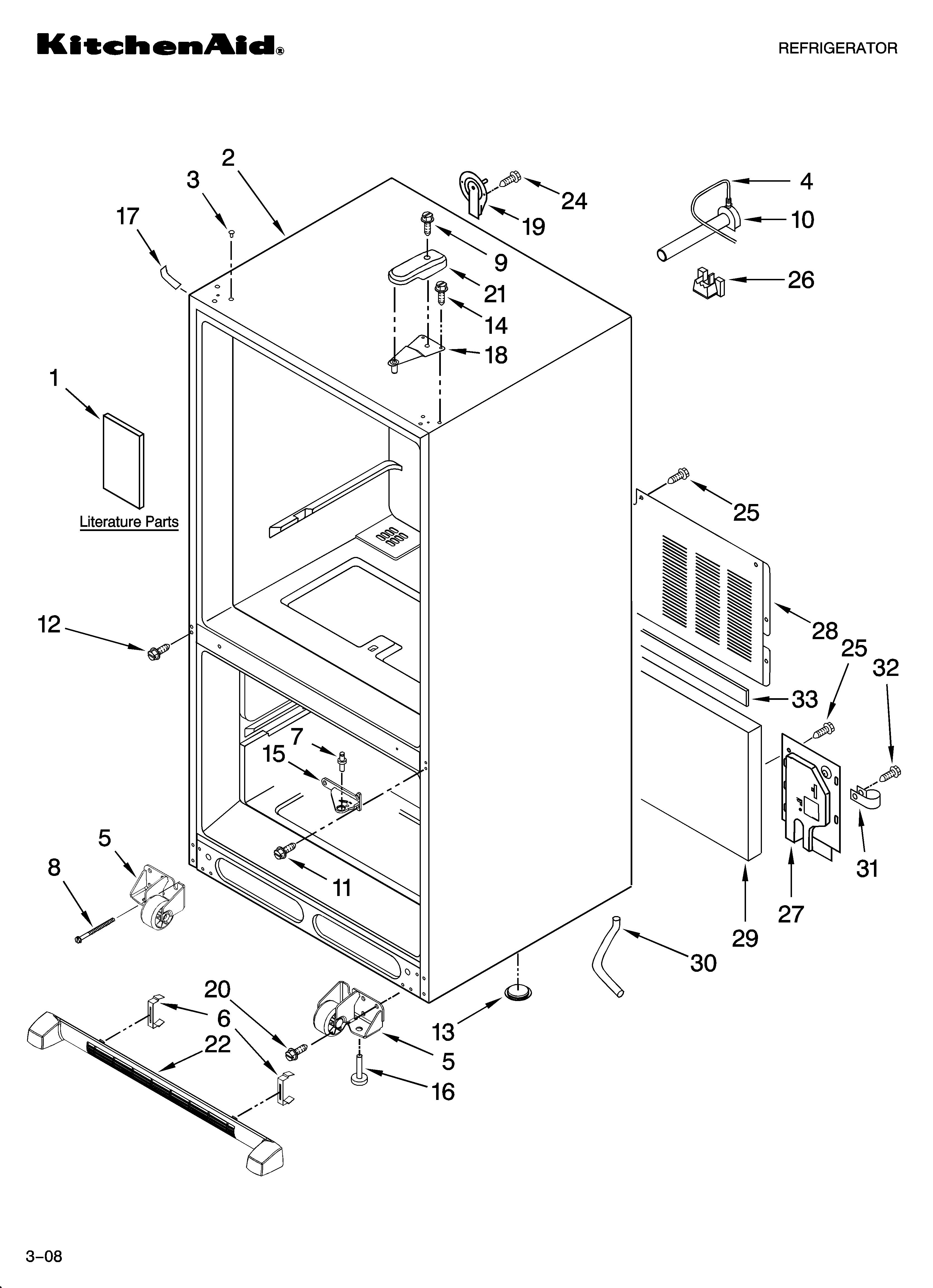 KitchenAid KBLS20ETSS01 cabinet parts diagram