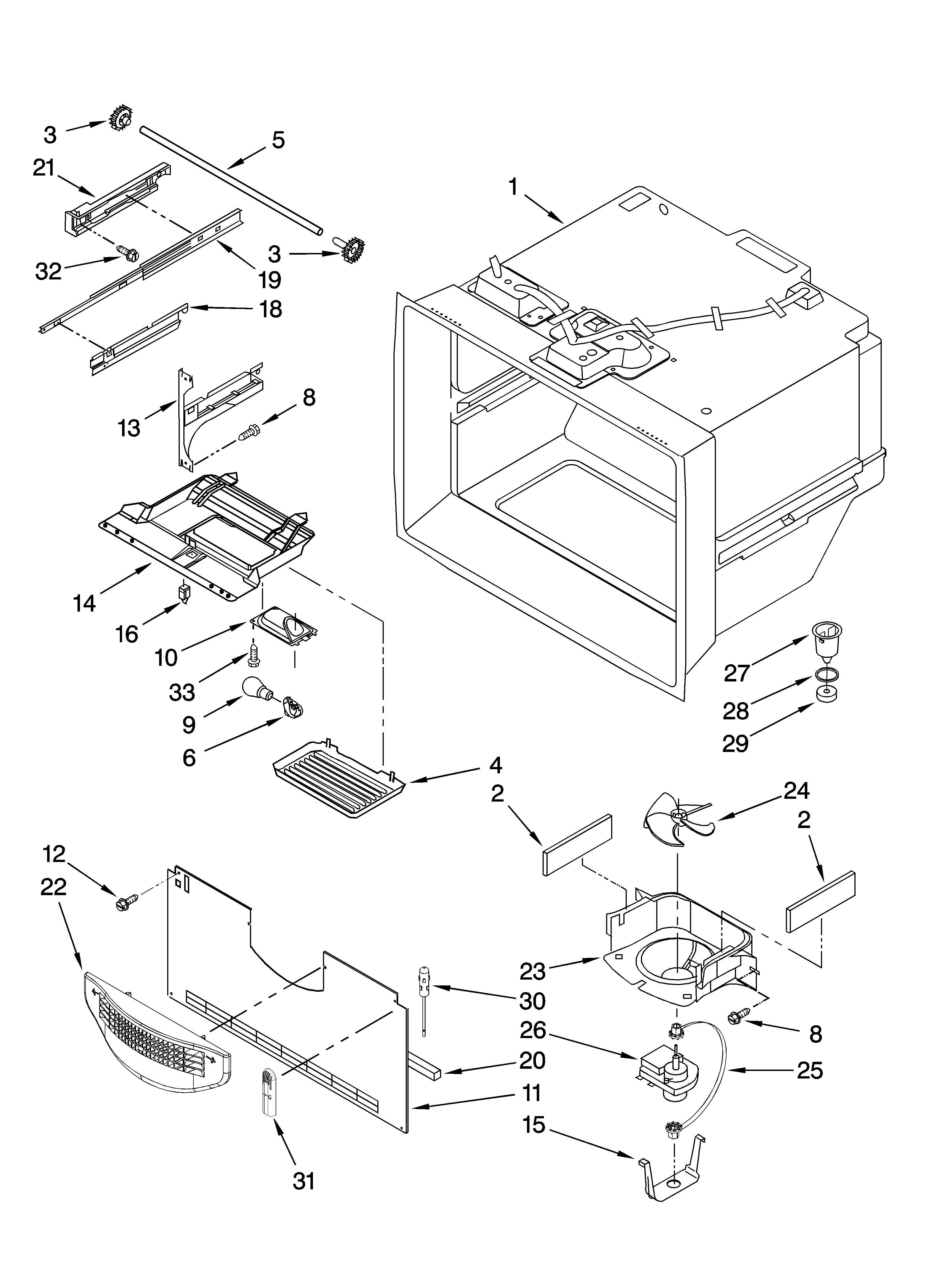 KitchenAid KBLS20ETSS01 freezer liner parts diagram