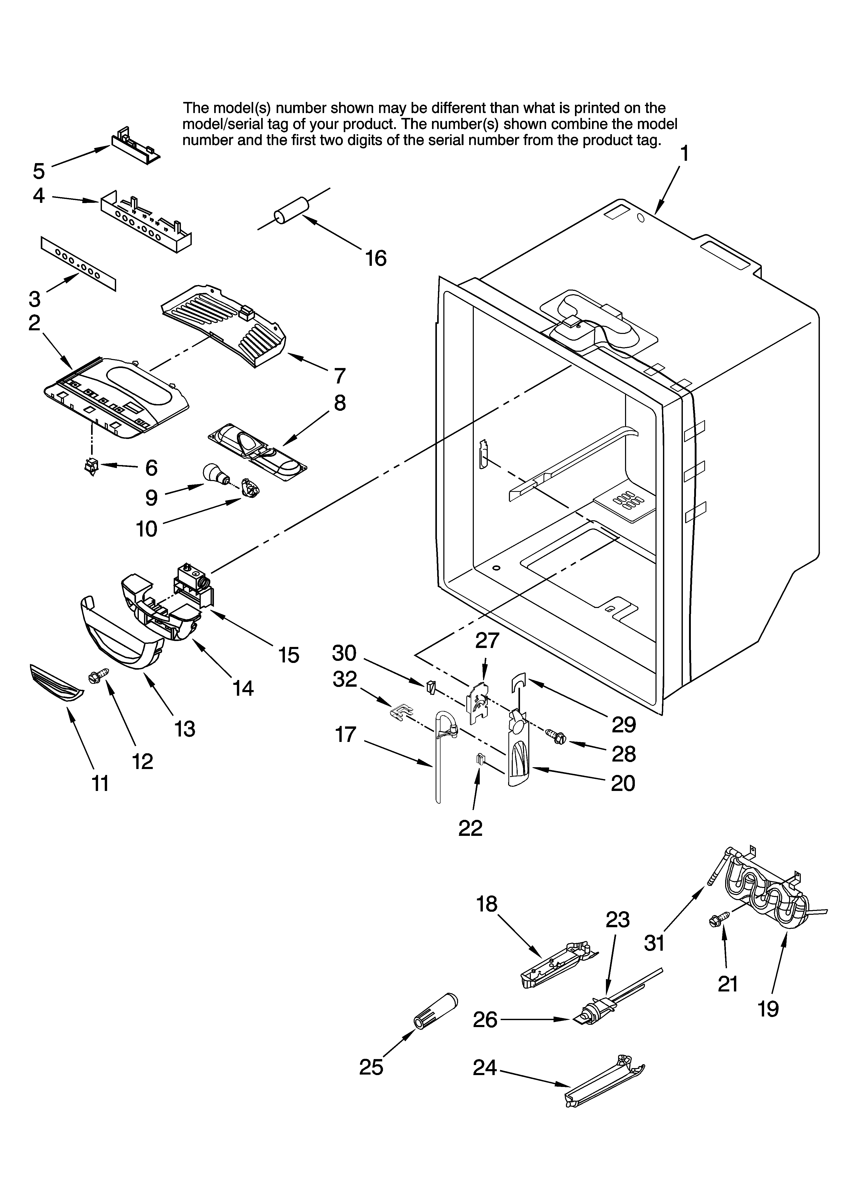 KitchenAid KBRS22ETBL01 refrigerator liner parts diagram