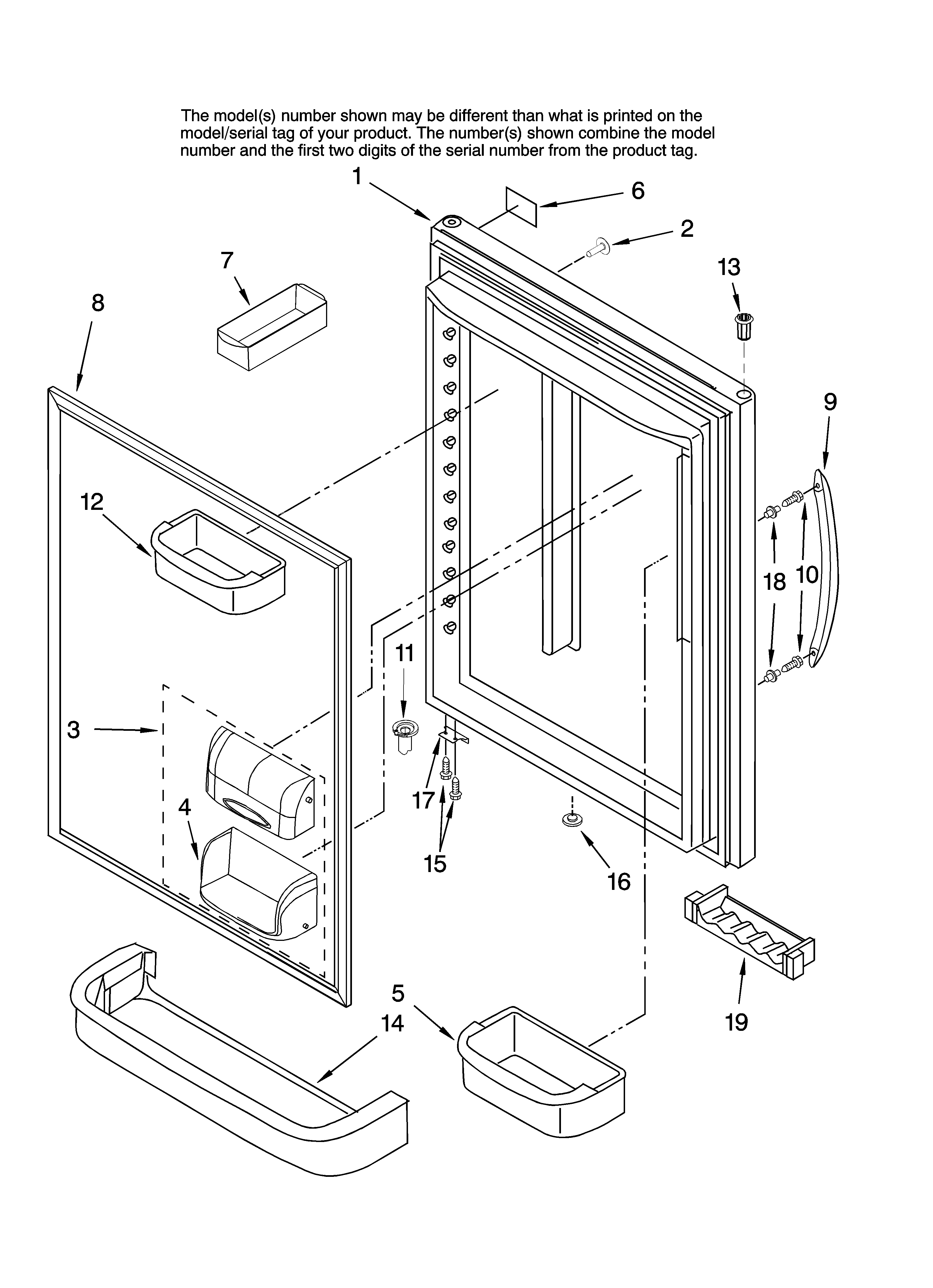 KitchenAid KBRS22ETBL01 refrigerator door parts diagram