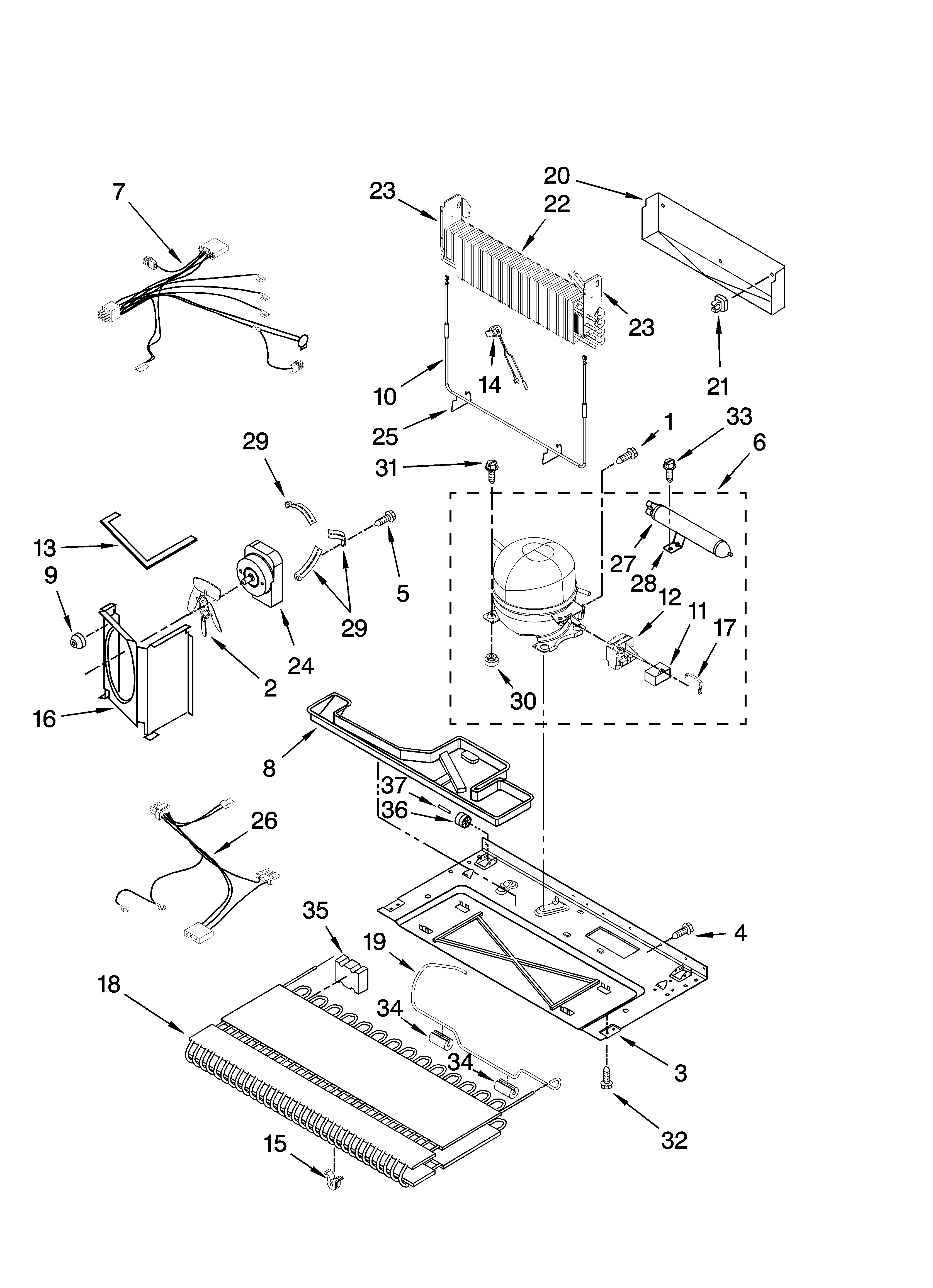KitchenAid KBRS19KTWH01 unit parts diagram