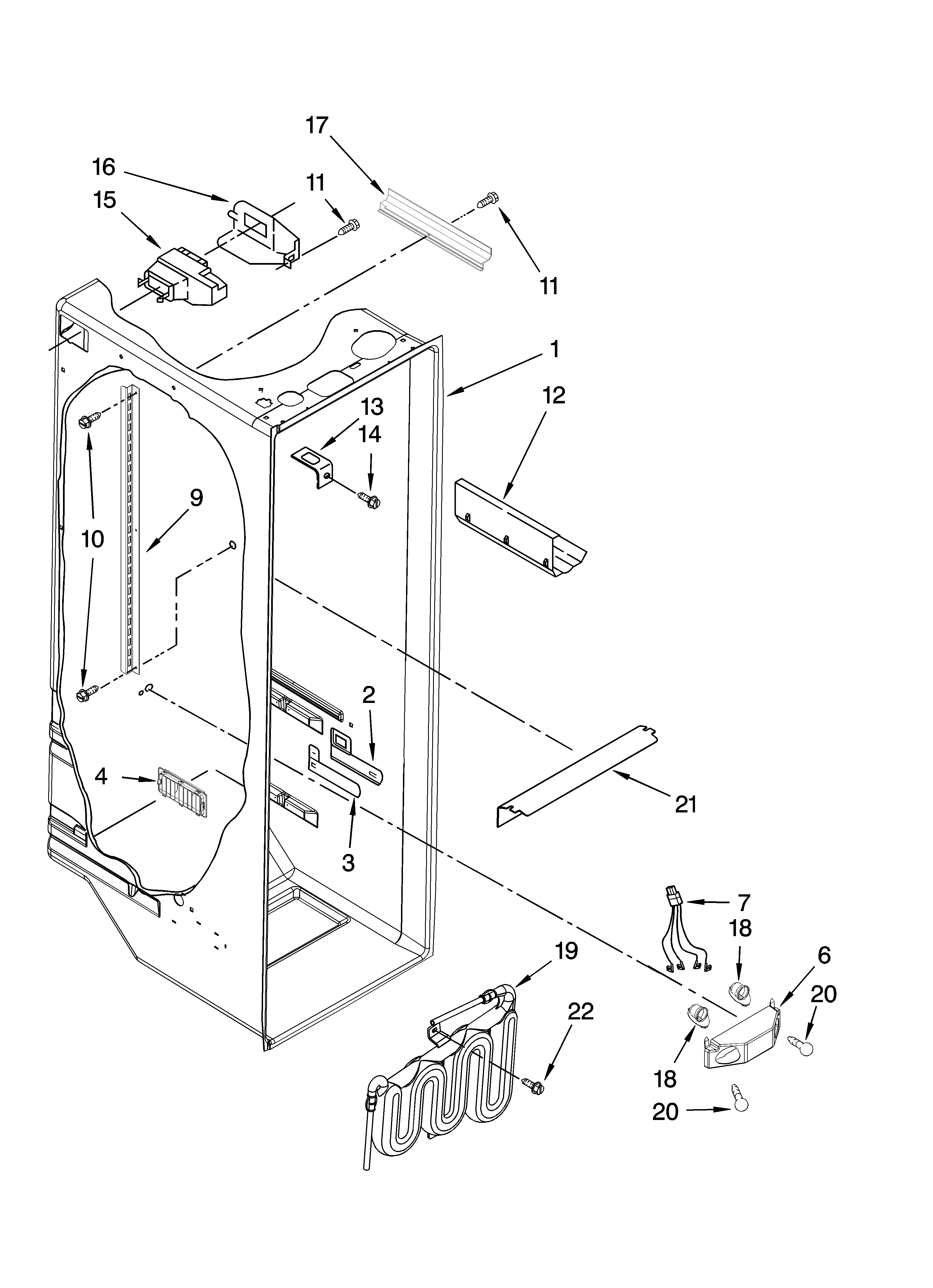 KitchenAid KSRG22FTWH02 refrigerator liner parts diagram