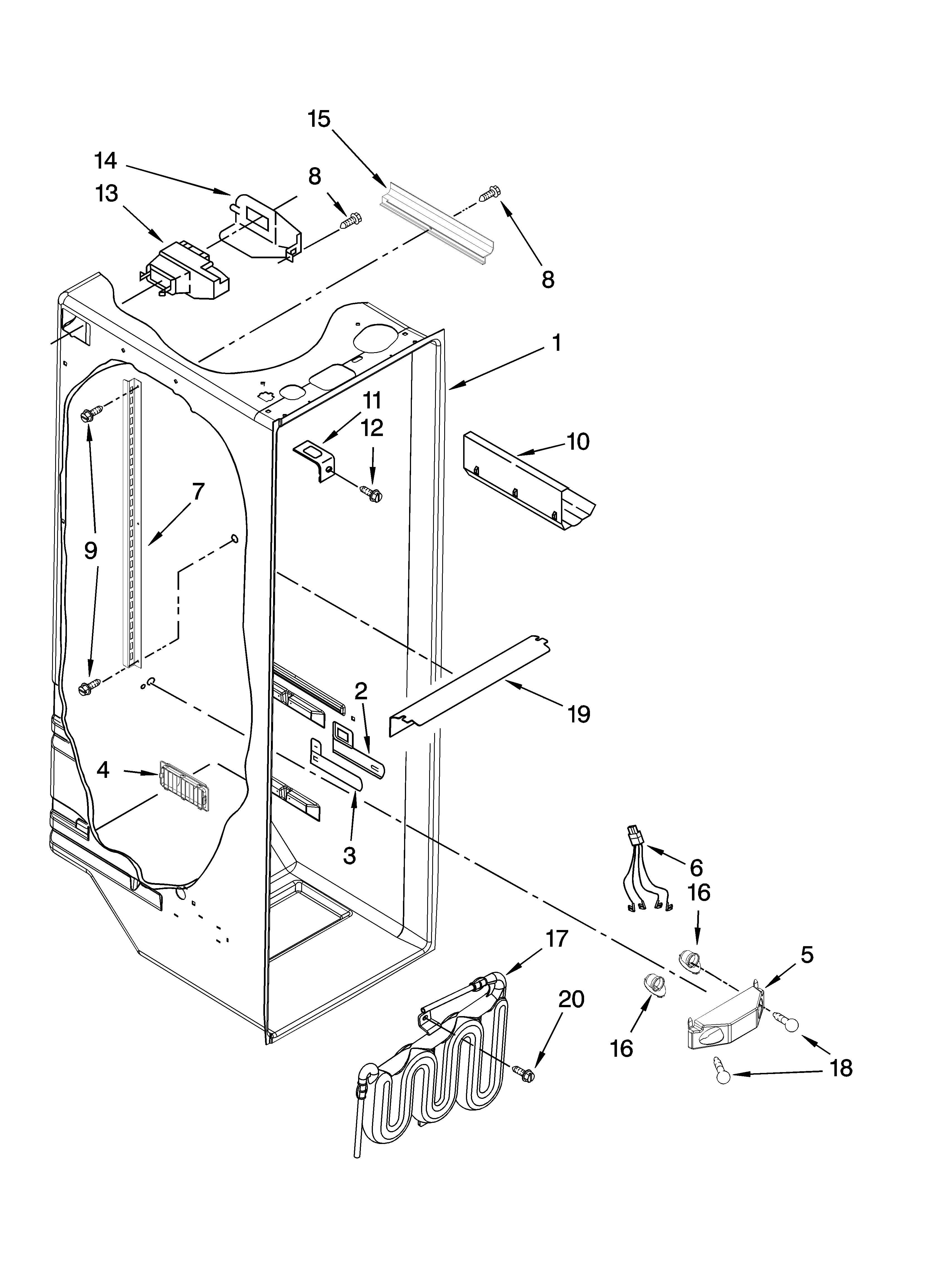KitchenAid KSRG25FTST02 refrigerator liner parts diagram