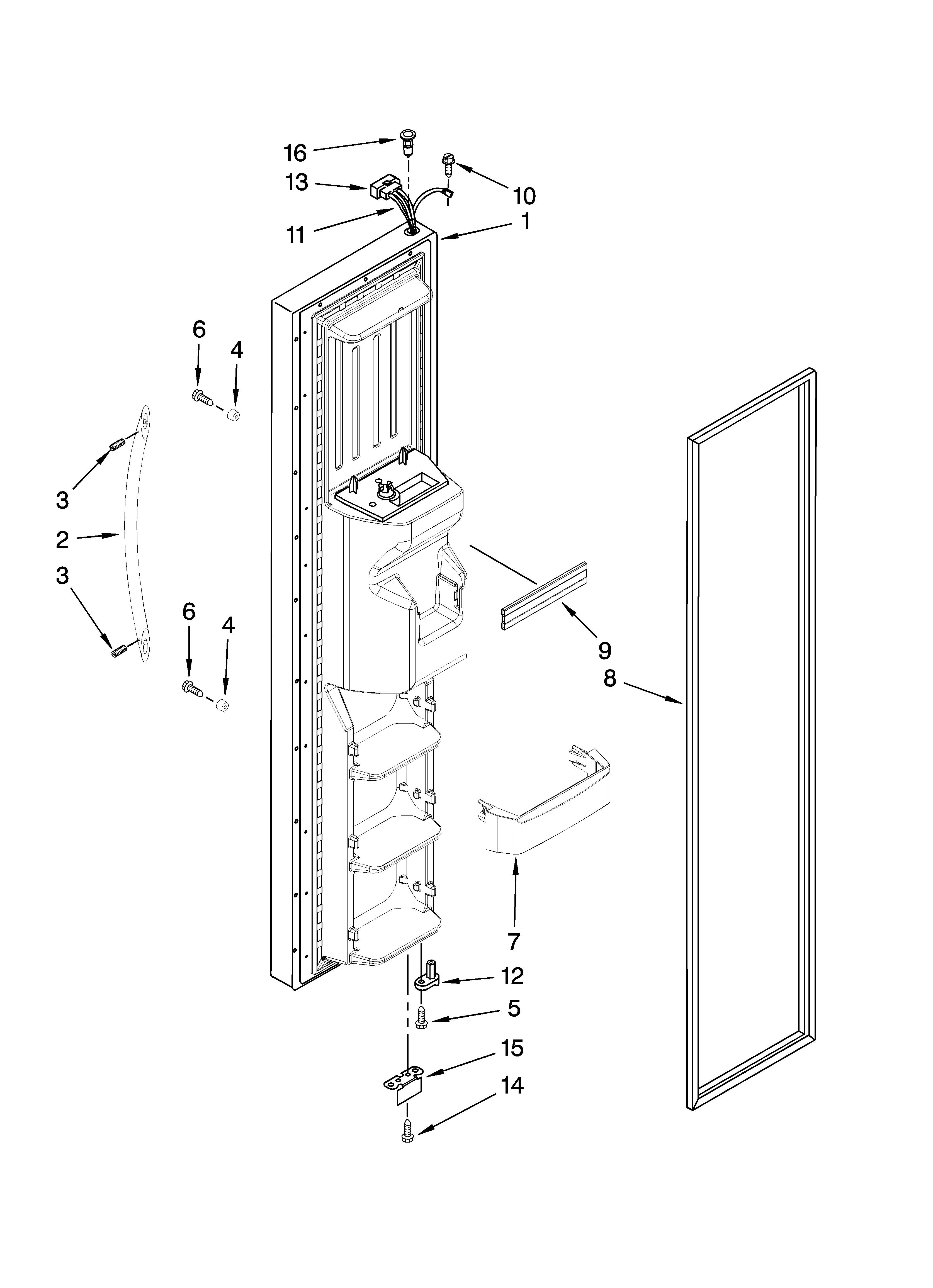 KitchenAid KSRG25FTST02 freezer door parts diagram