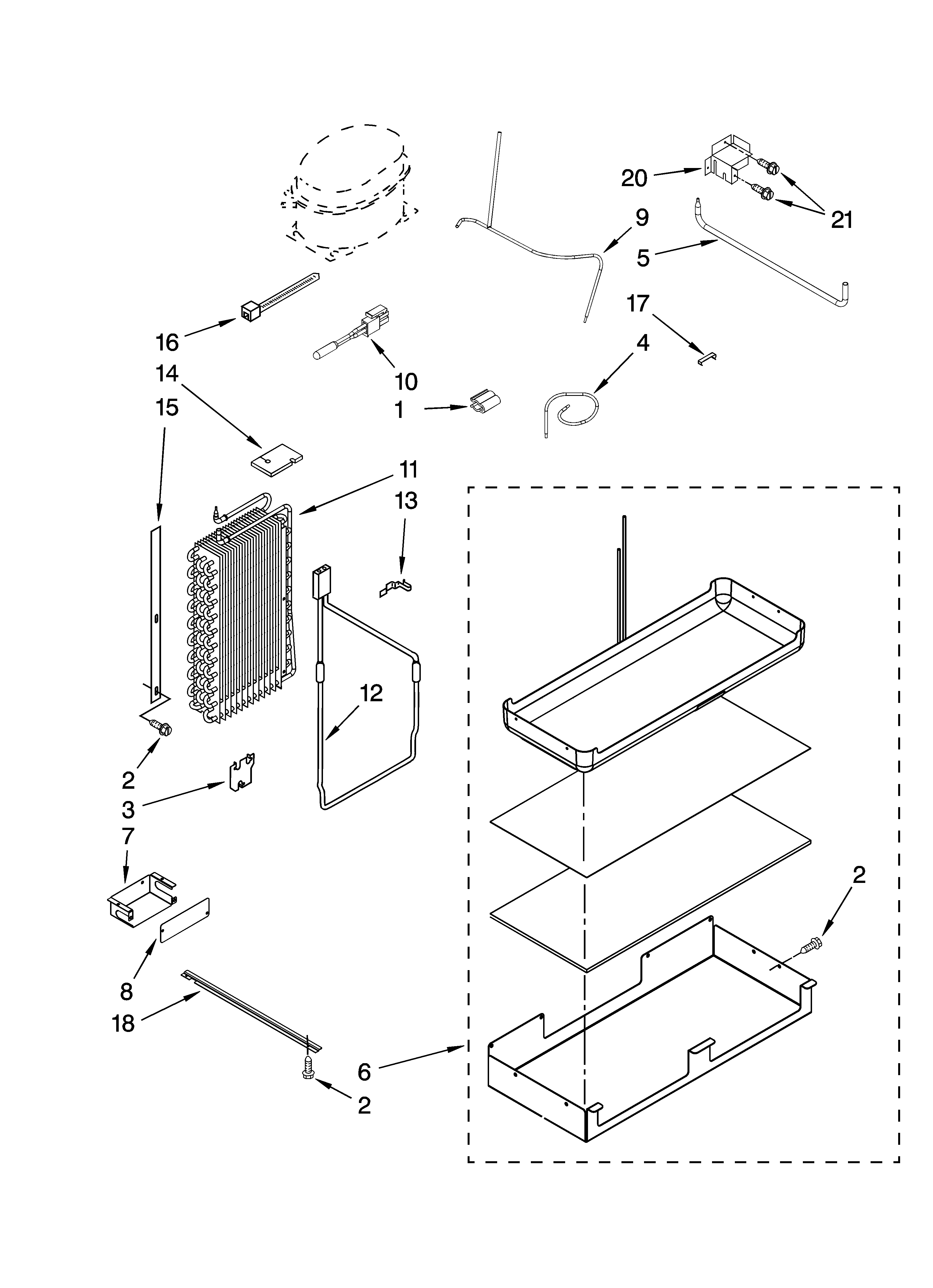 KitchenAid KSSC48QVS00 lower unit and tube parts diagram