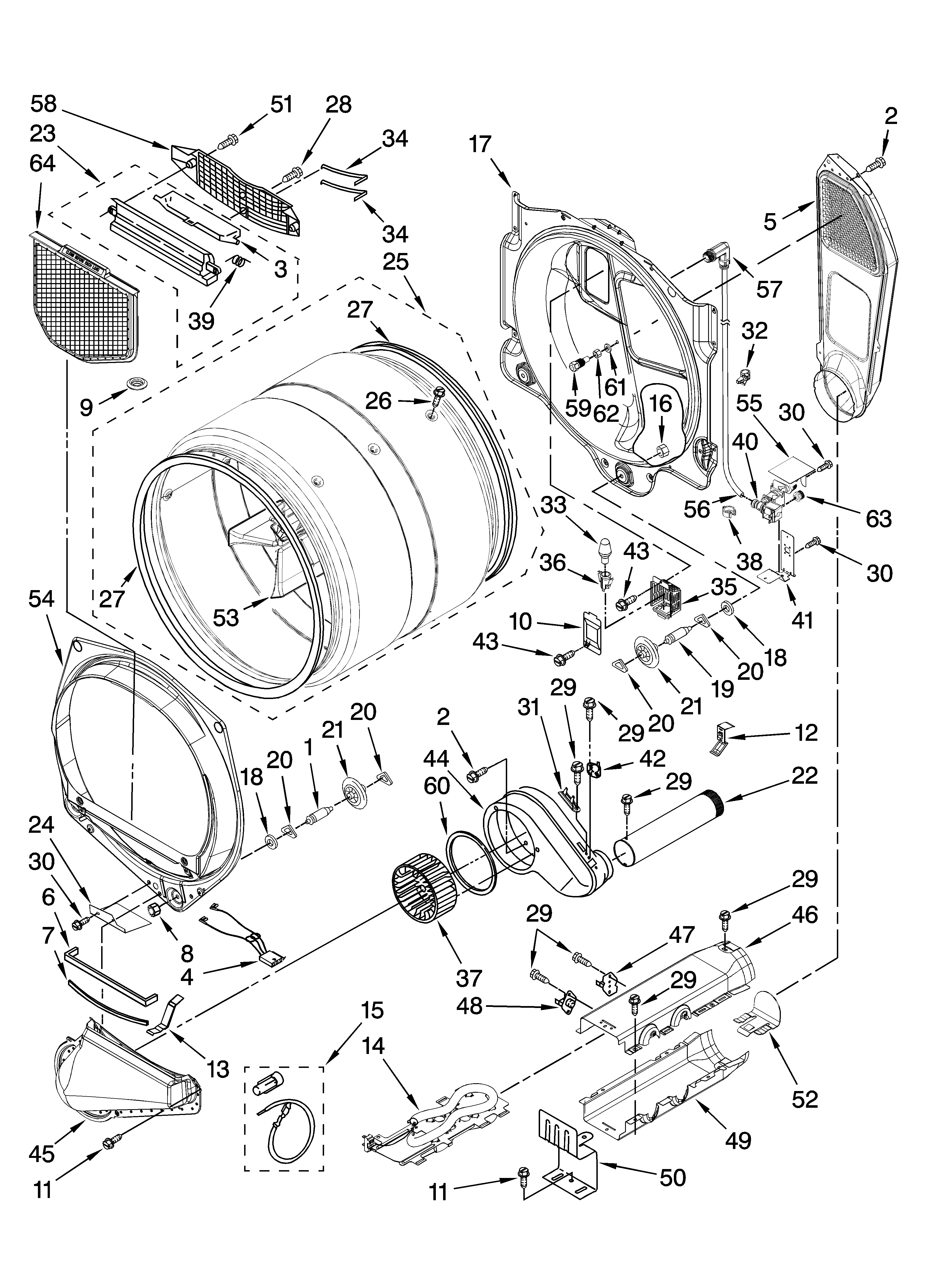 Whirlpool WED9500TC1 bulkhead parts diagram