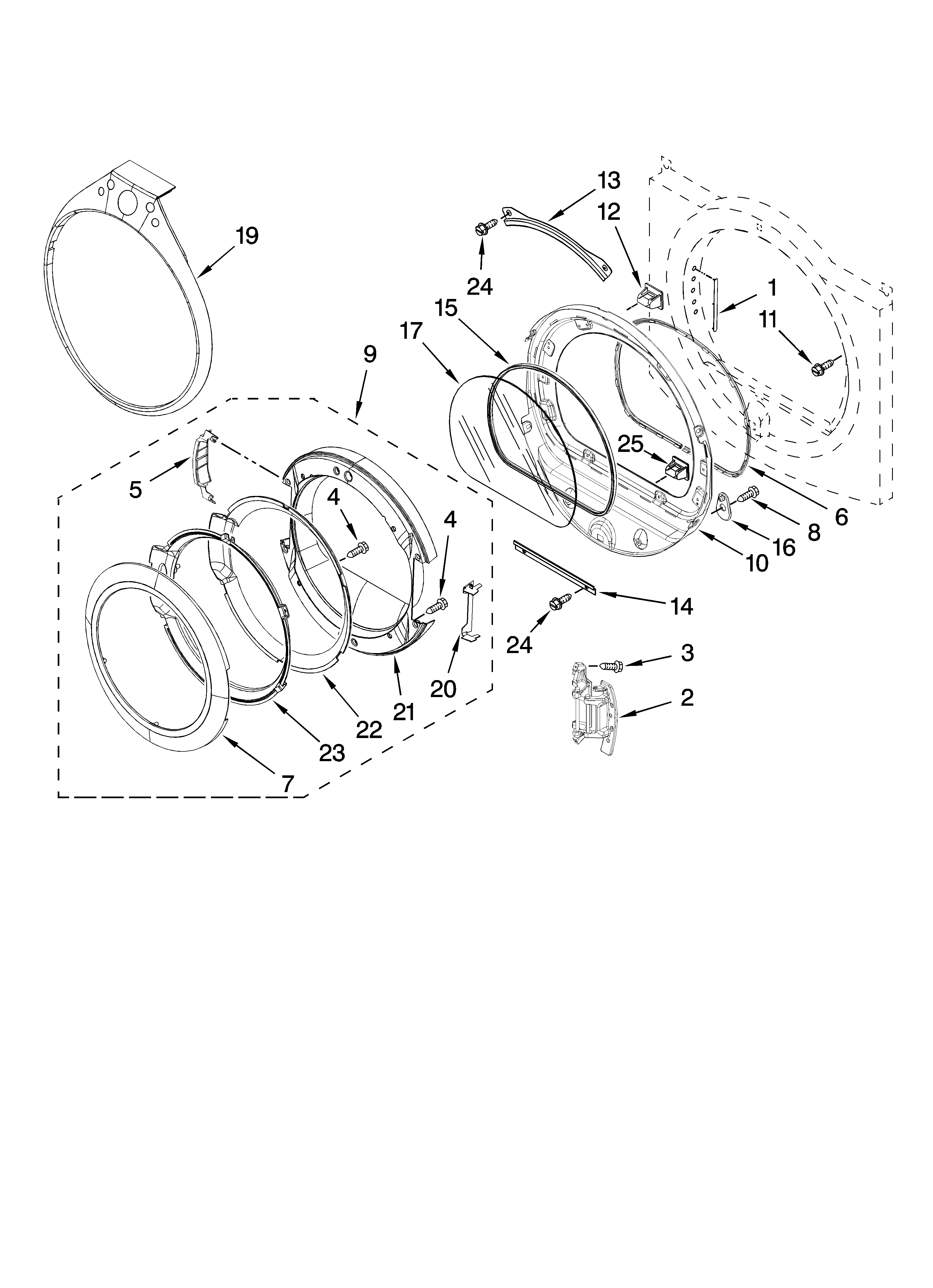 Whirlpool WED9500TC1 door parts, optional parts (not included) diagram
