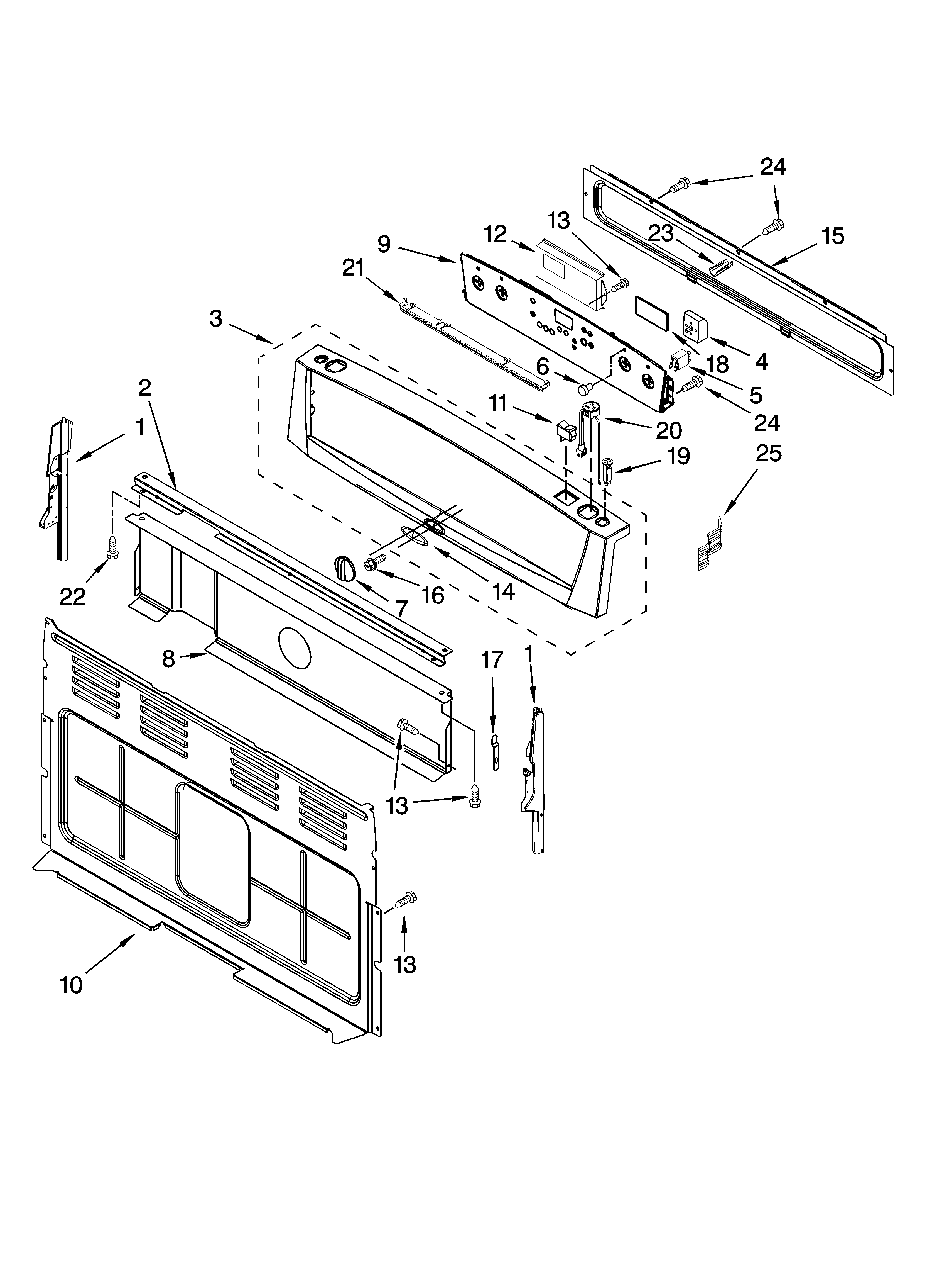 Whirlpool WERP3100PB4 control panel parts diagram