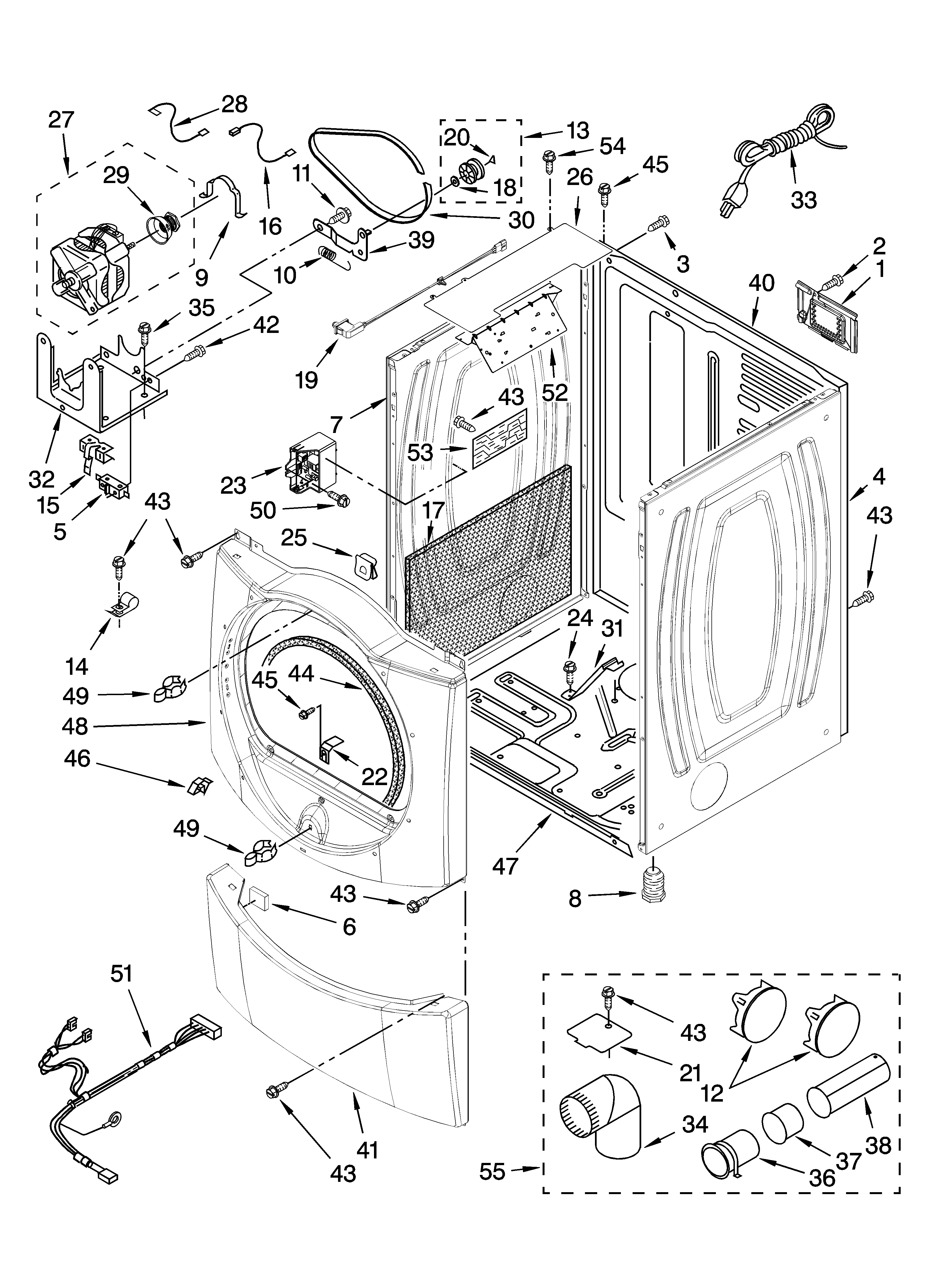 Whirlpool WGD9200SQ0 cabinet parts diagram