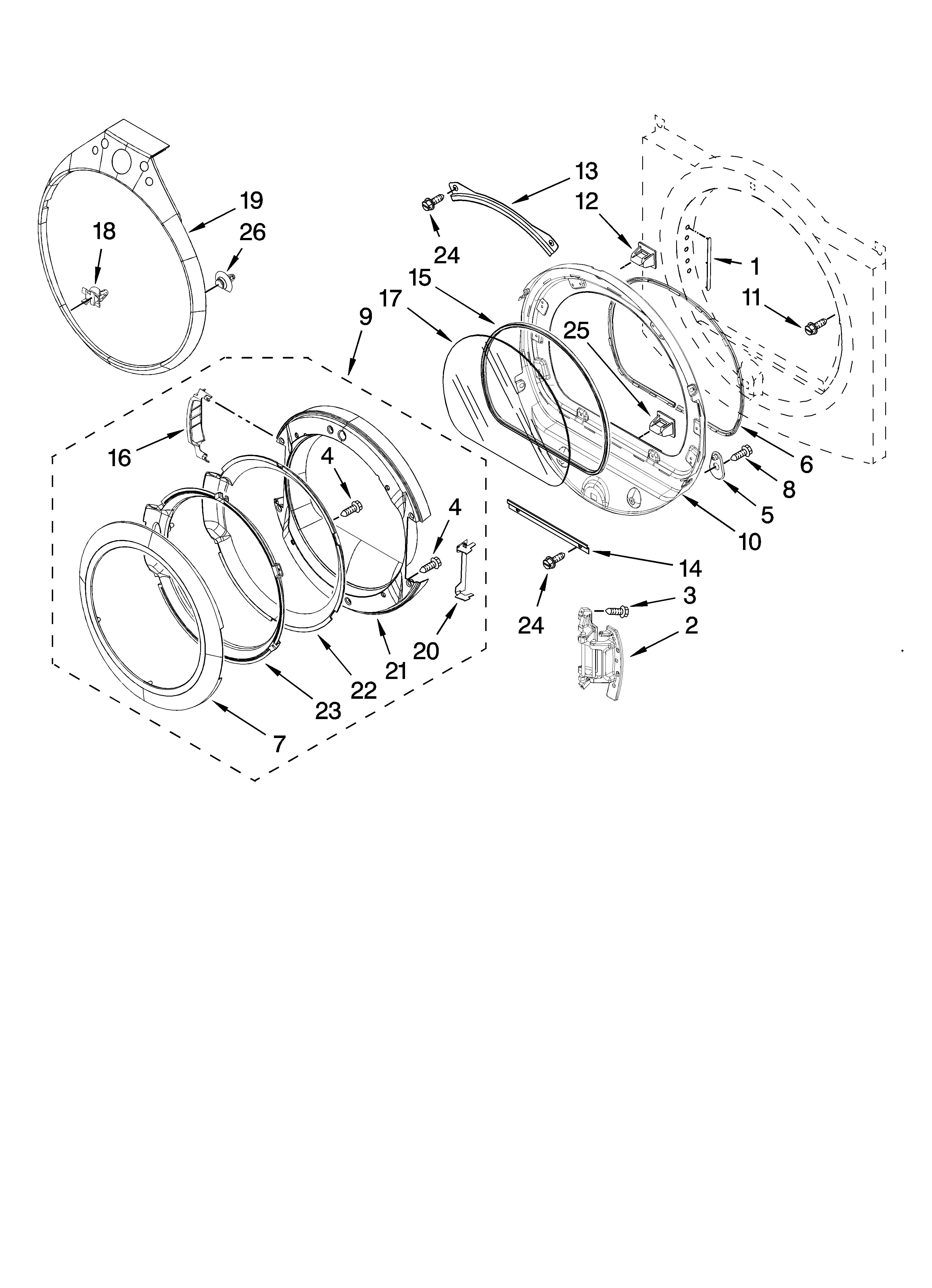 Whirlpool WGD9400SU1 door parts, optional parts (not included) diagram