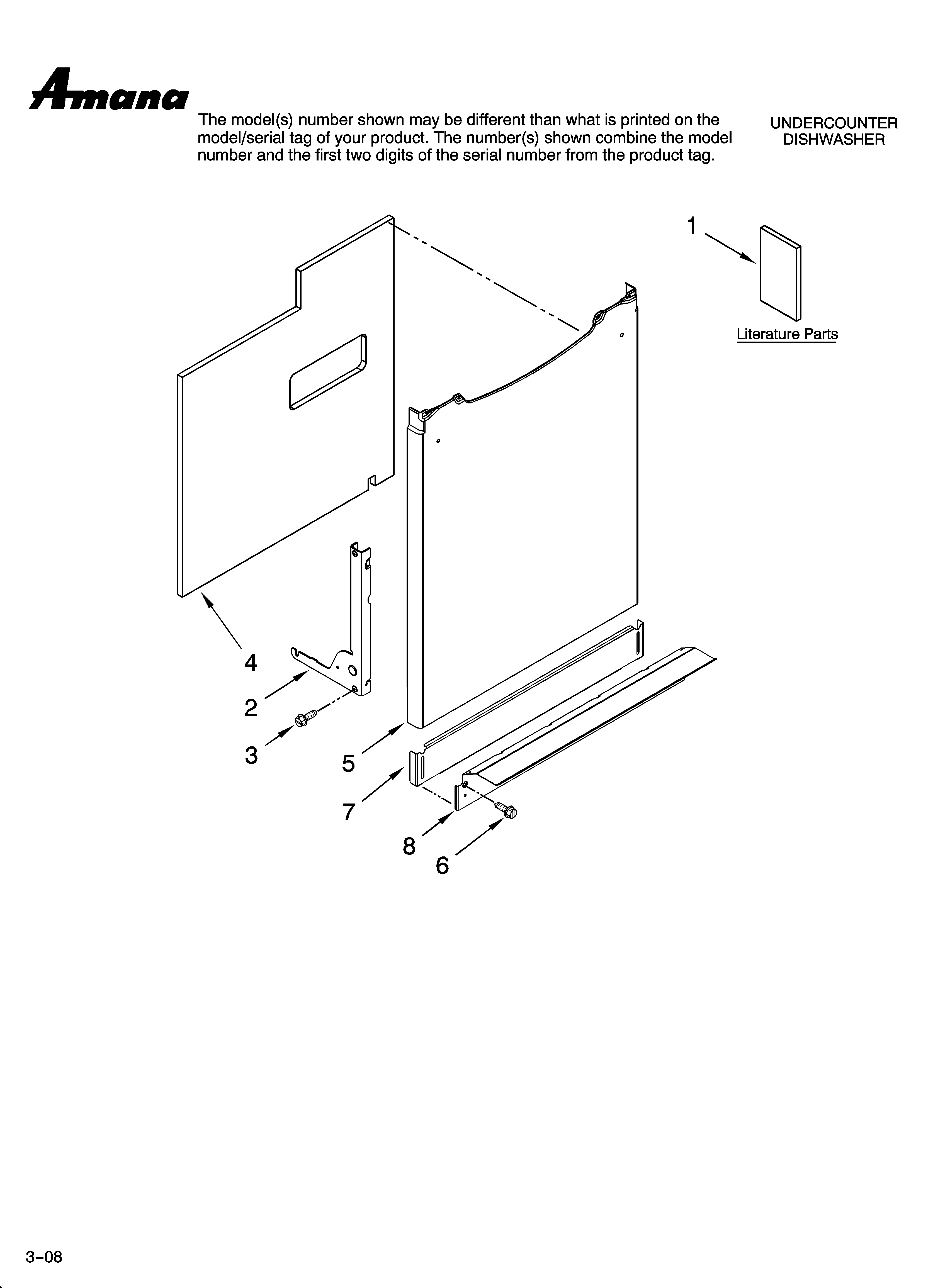 Amana ADB1500AWW10 door and panel parts diagram