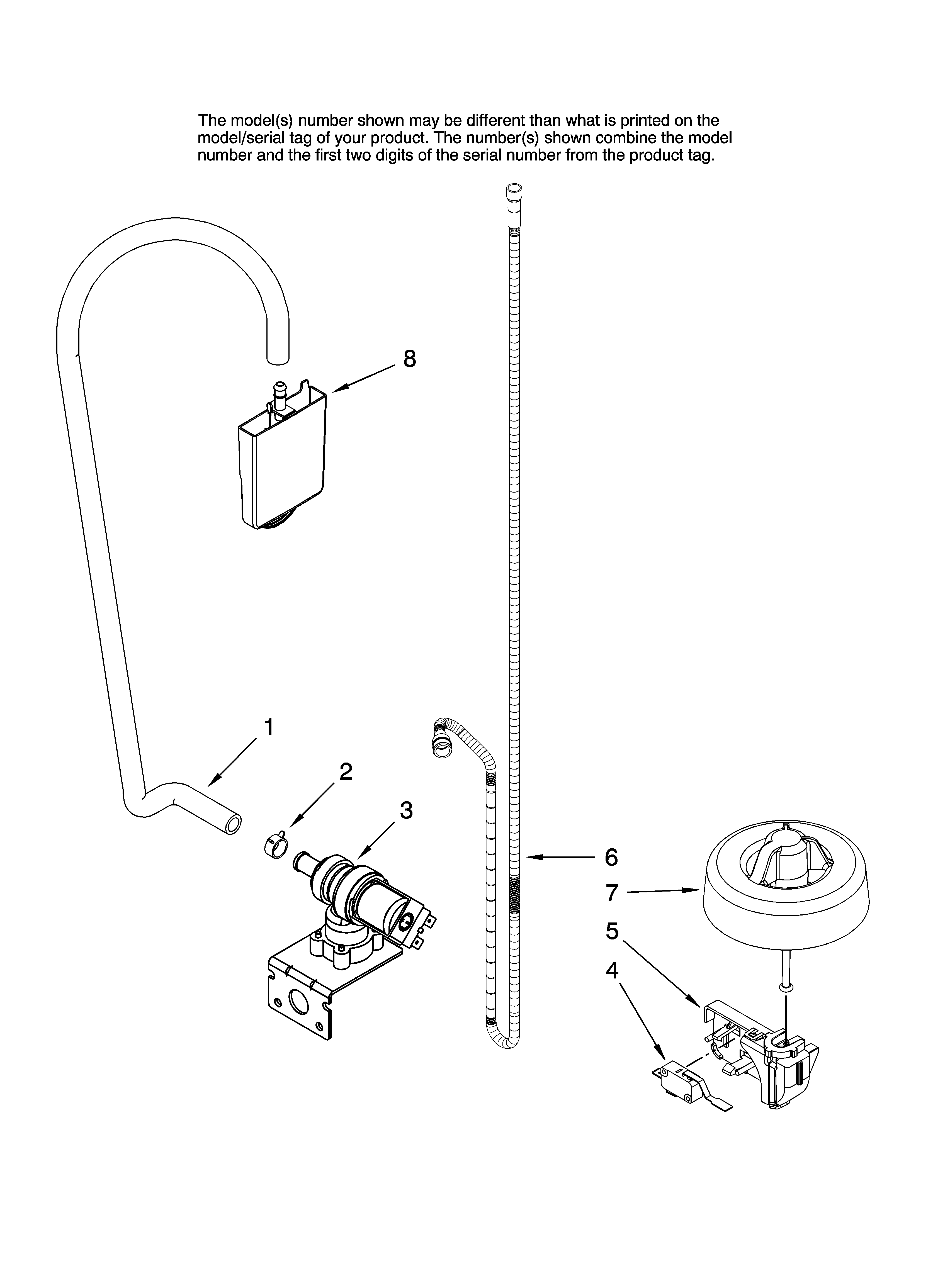 Amana ADB1500AWW10 fill and overfill parts diagram