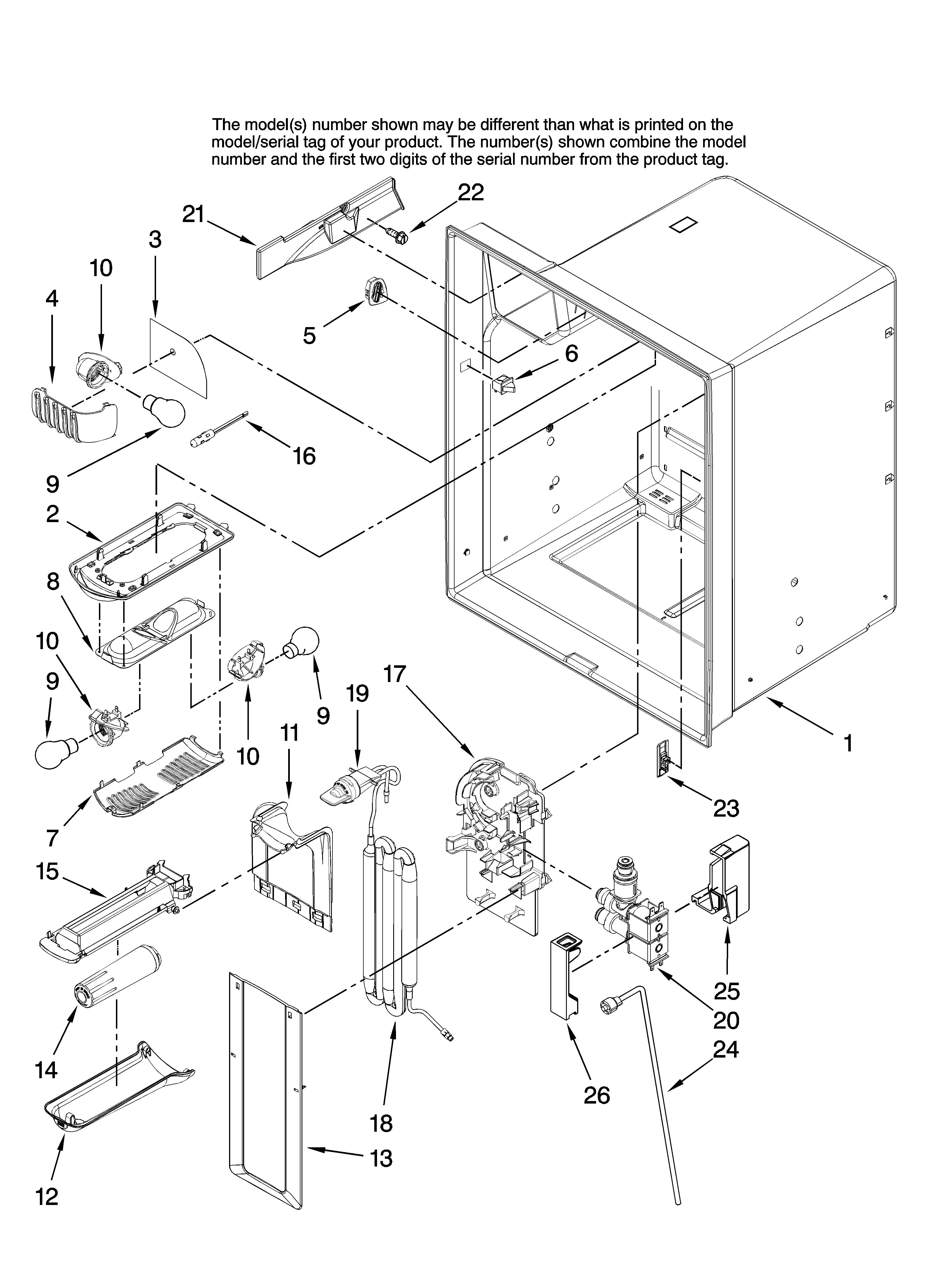 Maytag MFI2569VEB0 refrigerator liner parts diagram