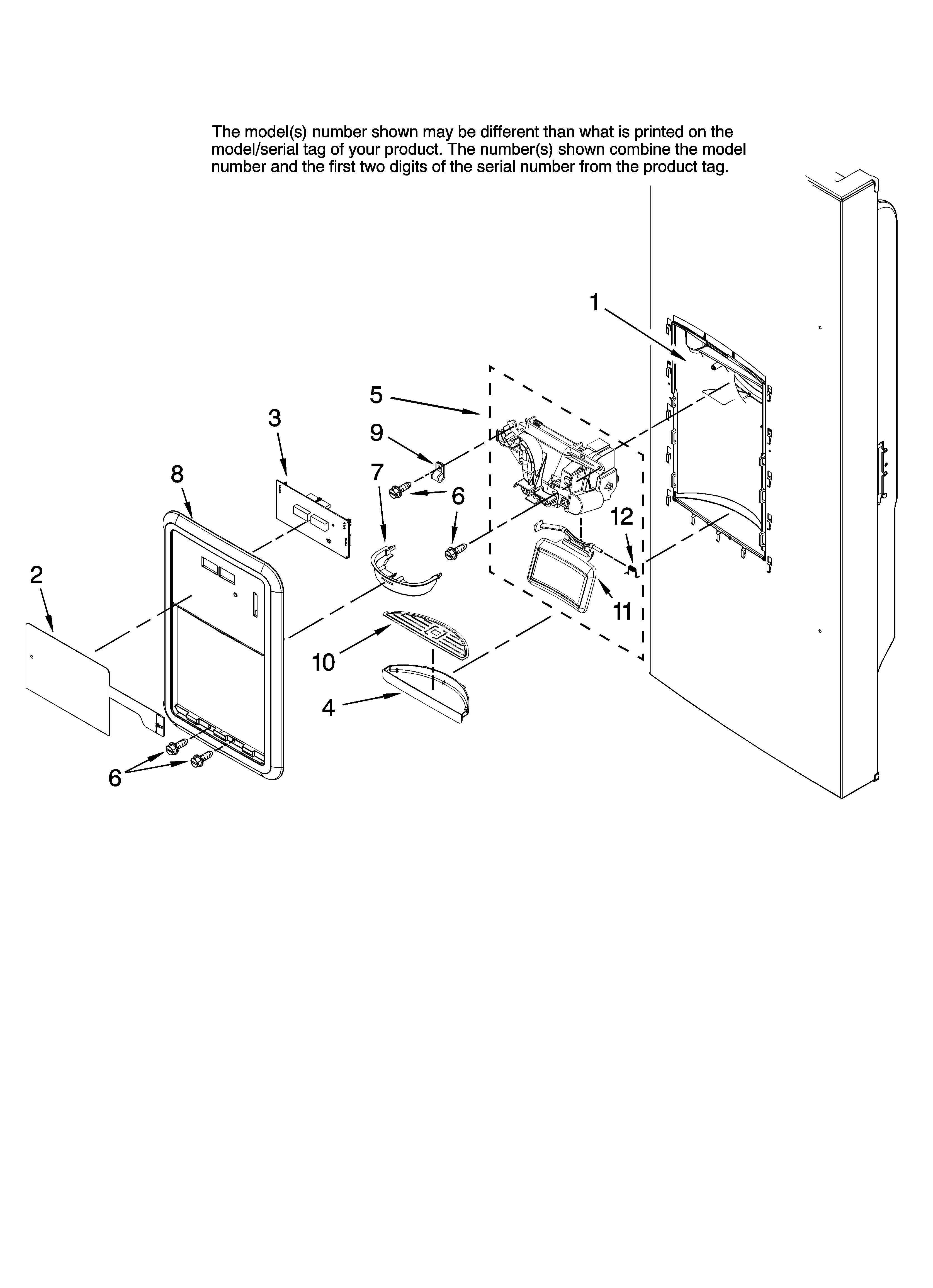 Maytag MFI2569VEB0 dispenser front parts diagram